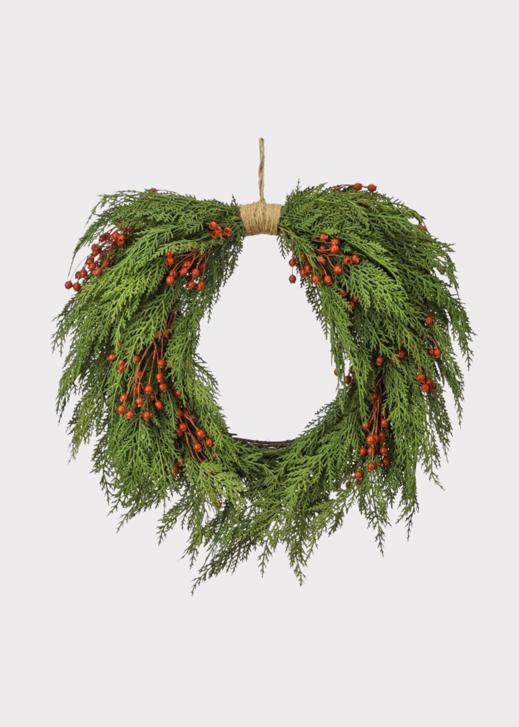 Real Touch Cedar and Red Berry Artificial Holiday Wreath
