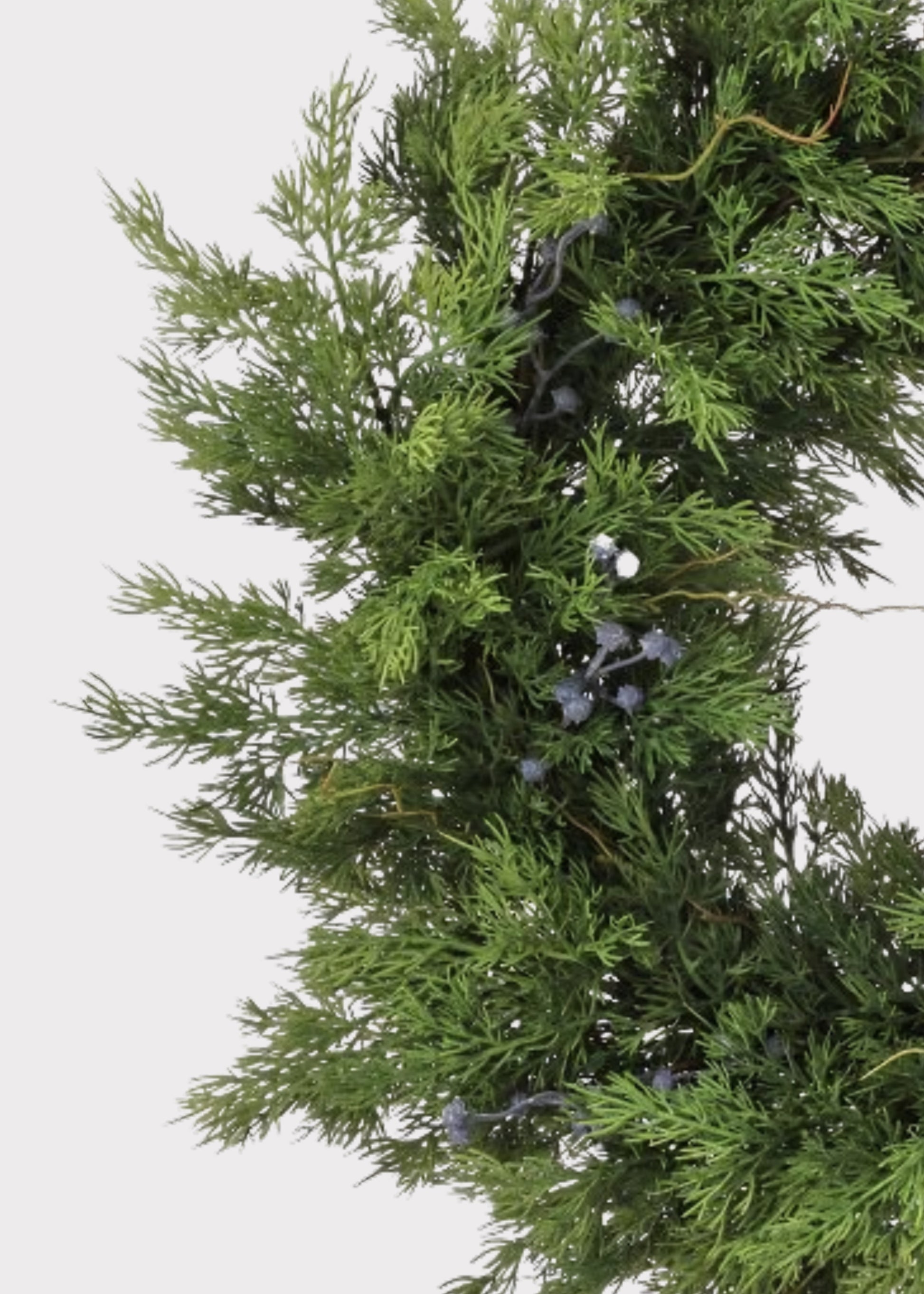 Close-up of Real Touch Juniper Holiday Wreath with Blue Berries