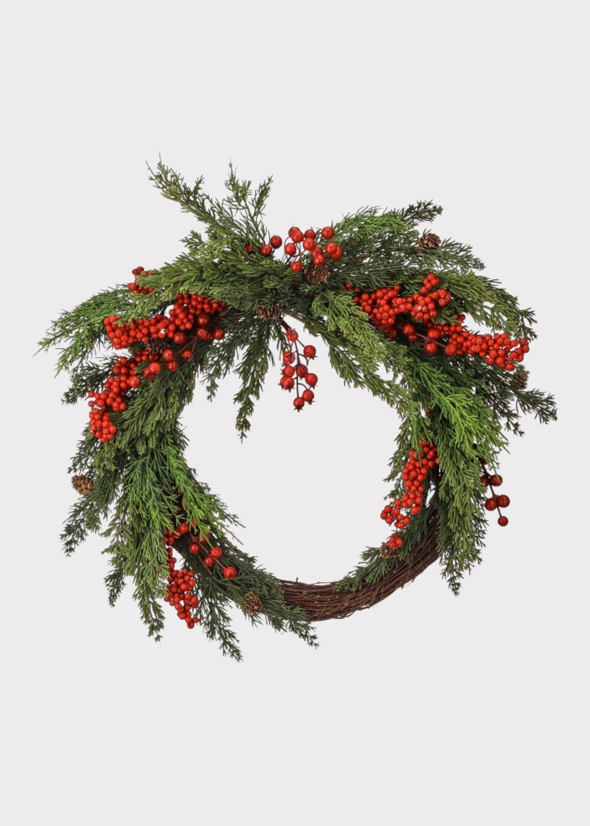 Christmas Evergreen and Red Berry Artificial Wreath