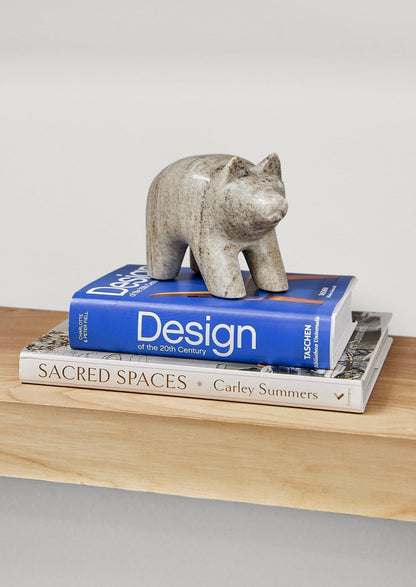 Hand Carved Marble Bear Paperweight Styled with Books at Afloral