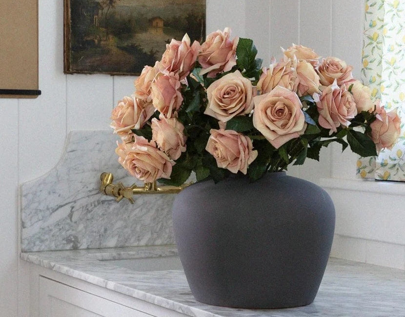 Bundle of 3 - Sunset Pink Silk Rose Flower - 21.5&quot;