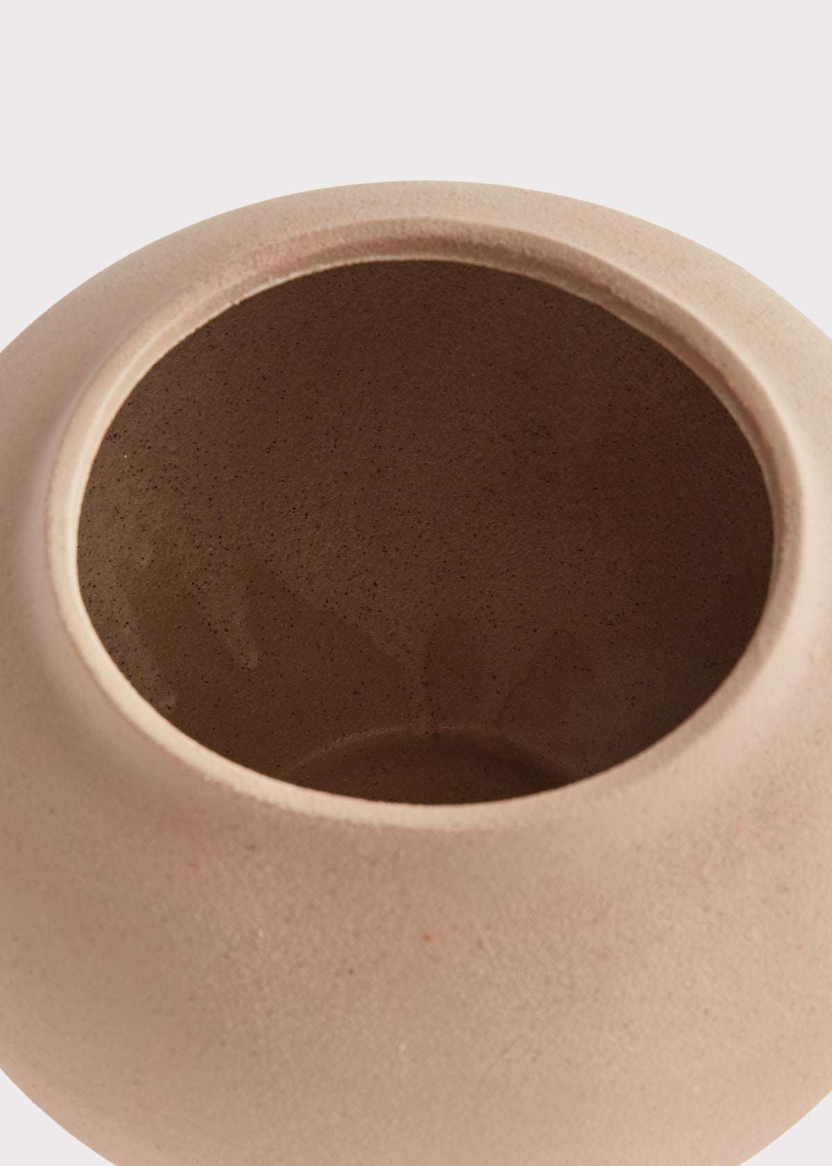 Opening of a Large Handmade Stoneware Vase in Tan 