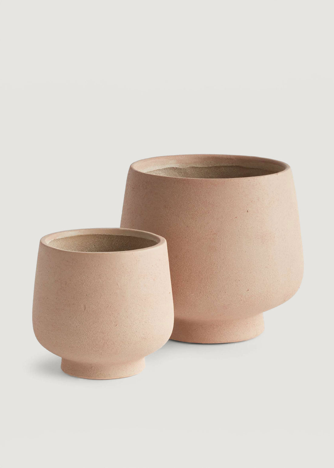 Set of 2 Handmade Stoneware Footed Pots