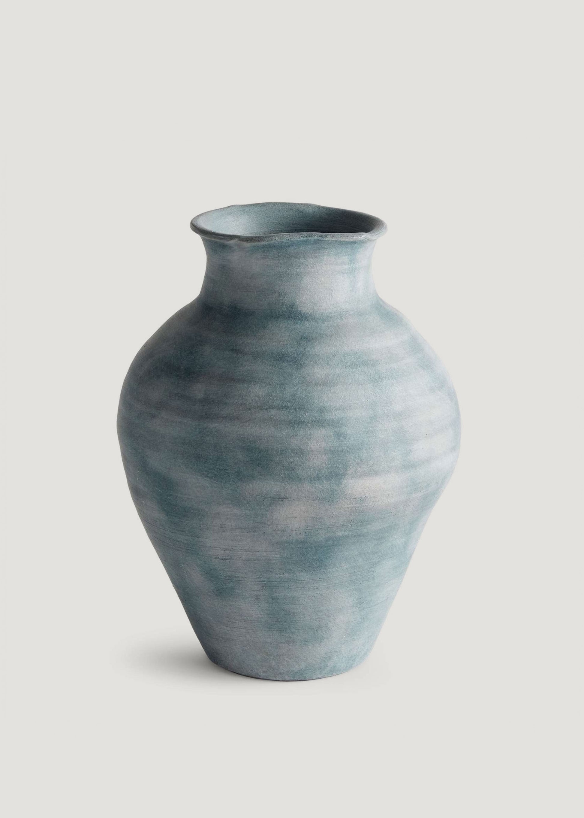 Handmade Terra Cotta Vase in Blue Grey Glaze