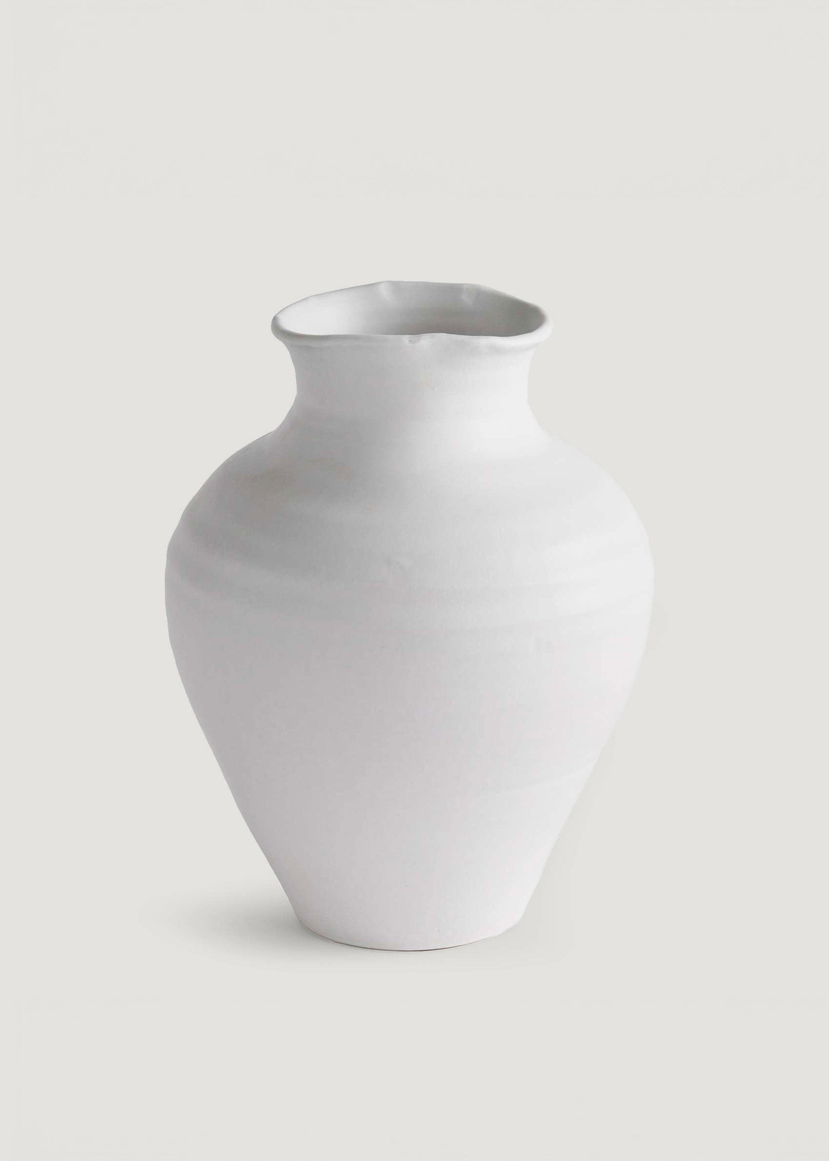 Handmade Terra Cotta Vase in Matte White Glaze