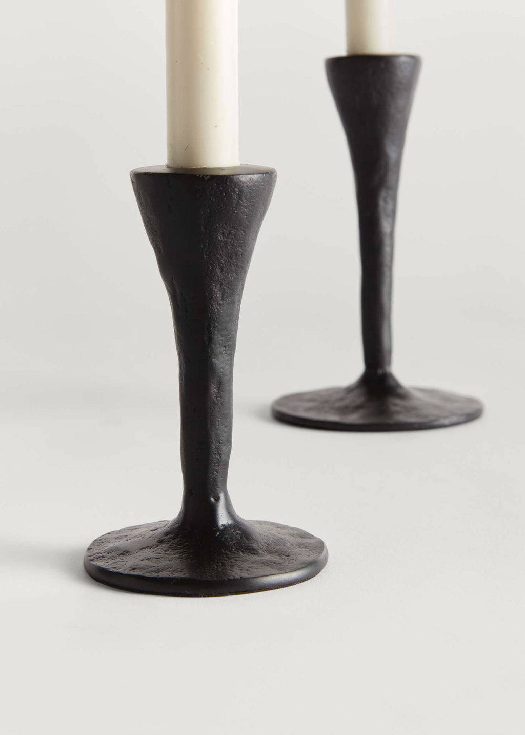 Set of 2 Black Metal Taper Candle Holders