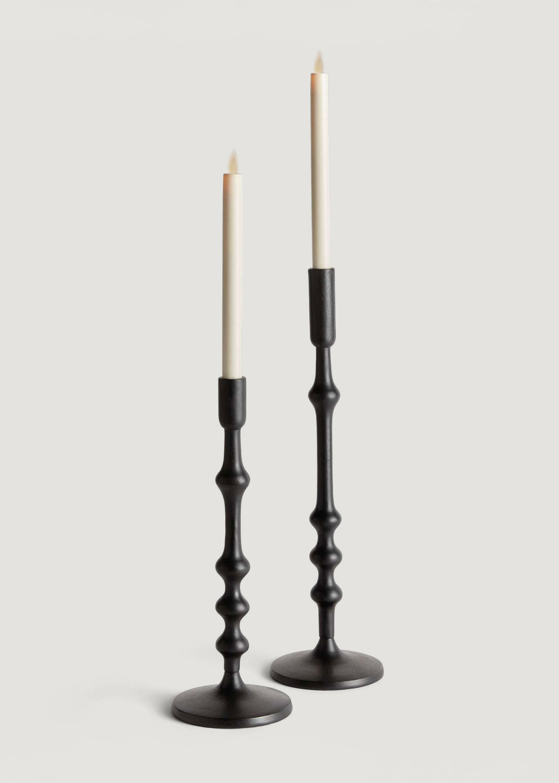 Set of 2 Black Aluminum Taper Candle Holders