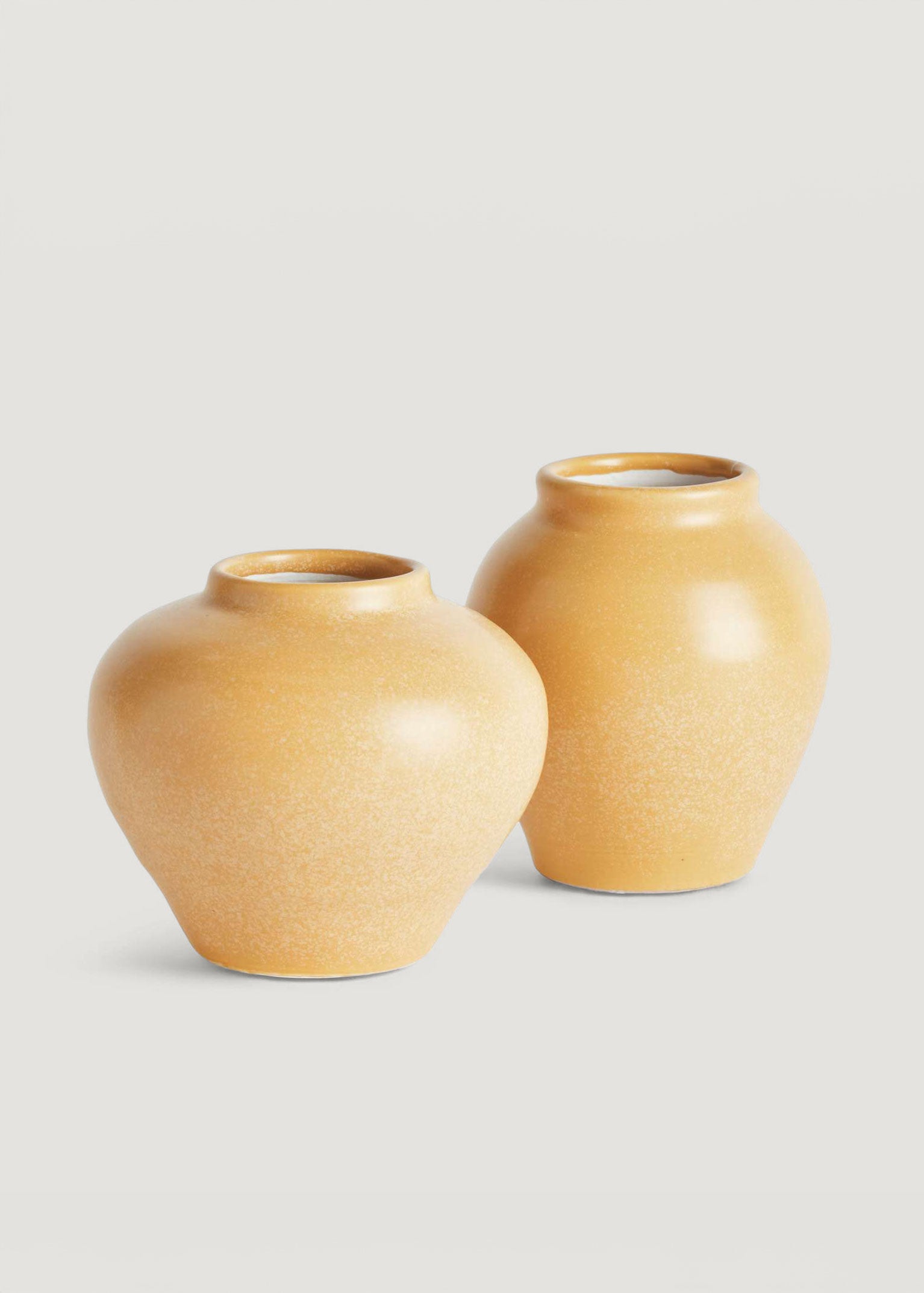 Set of 2 Handmade Ceramic Bud Vases in Yellow Glaze 