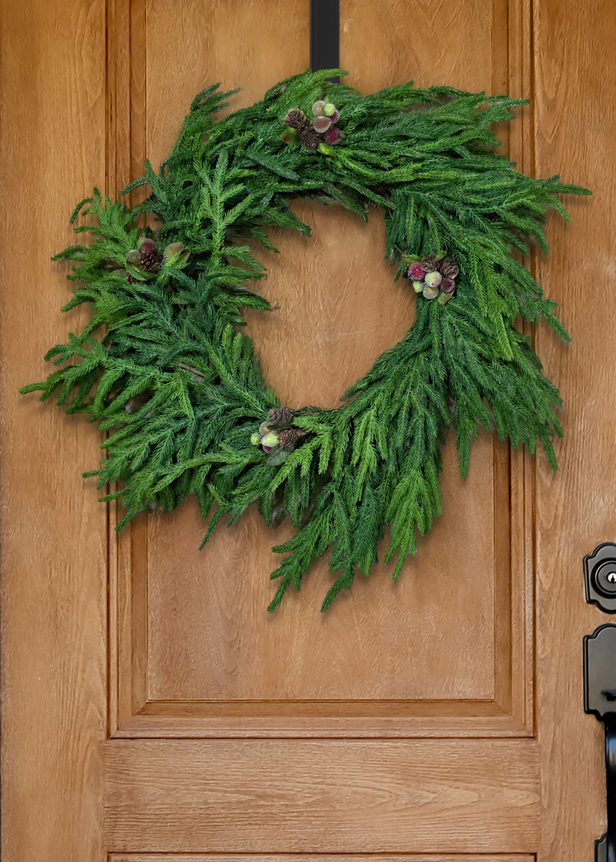 Artificial Christmas Pick with Pine Cones and Beaded Fruit - 8"