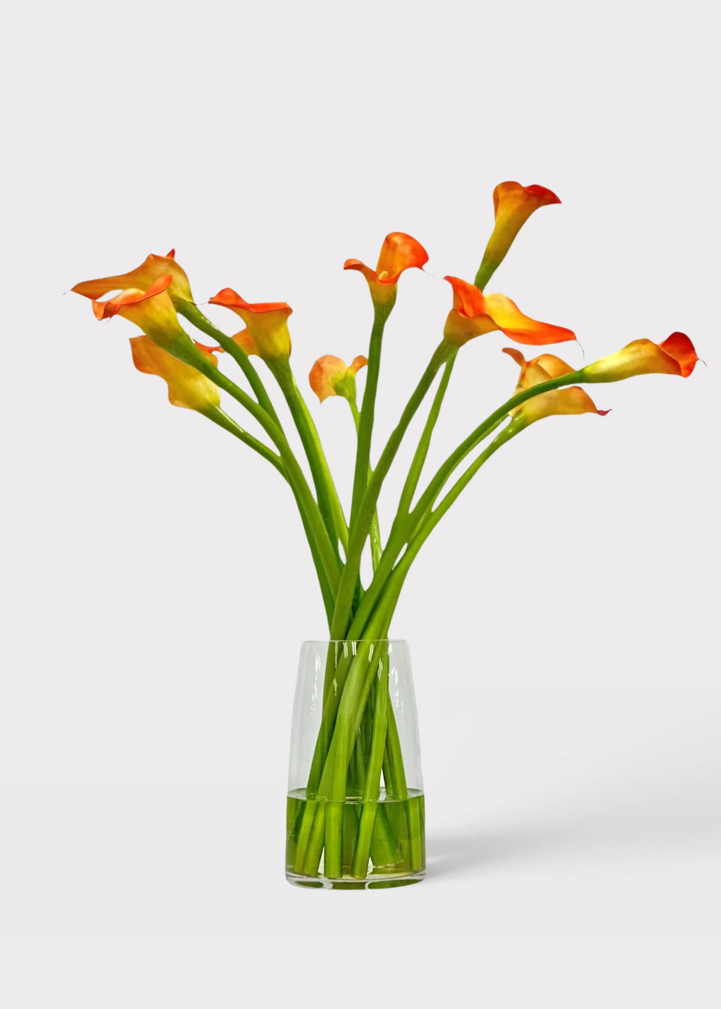 Orange Artificial Calla Lily Arrangement in Glass Vase 