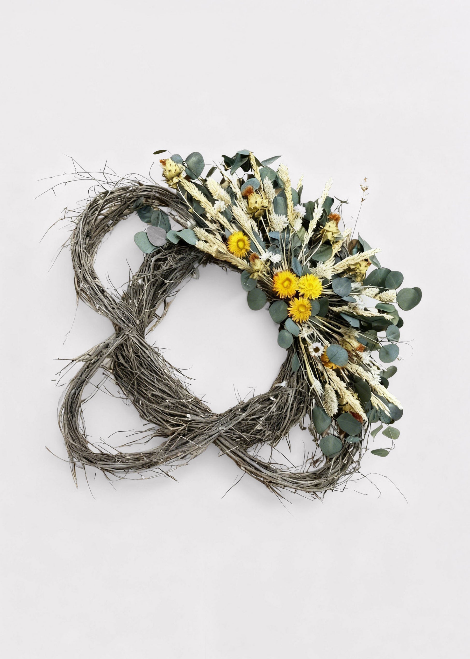 Green Dried Foliage and Orange Mixed Flower Wreath