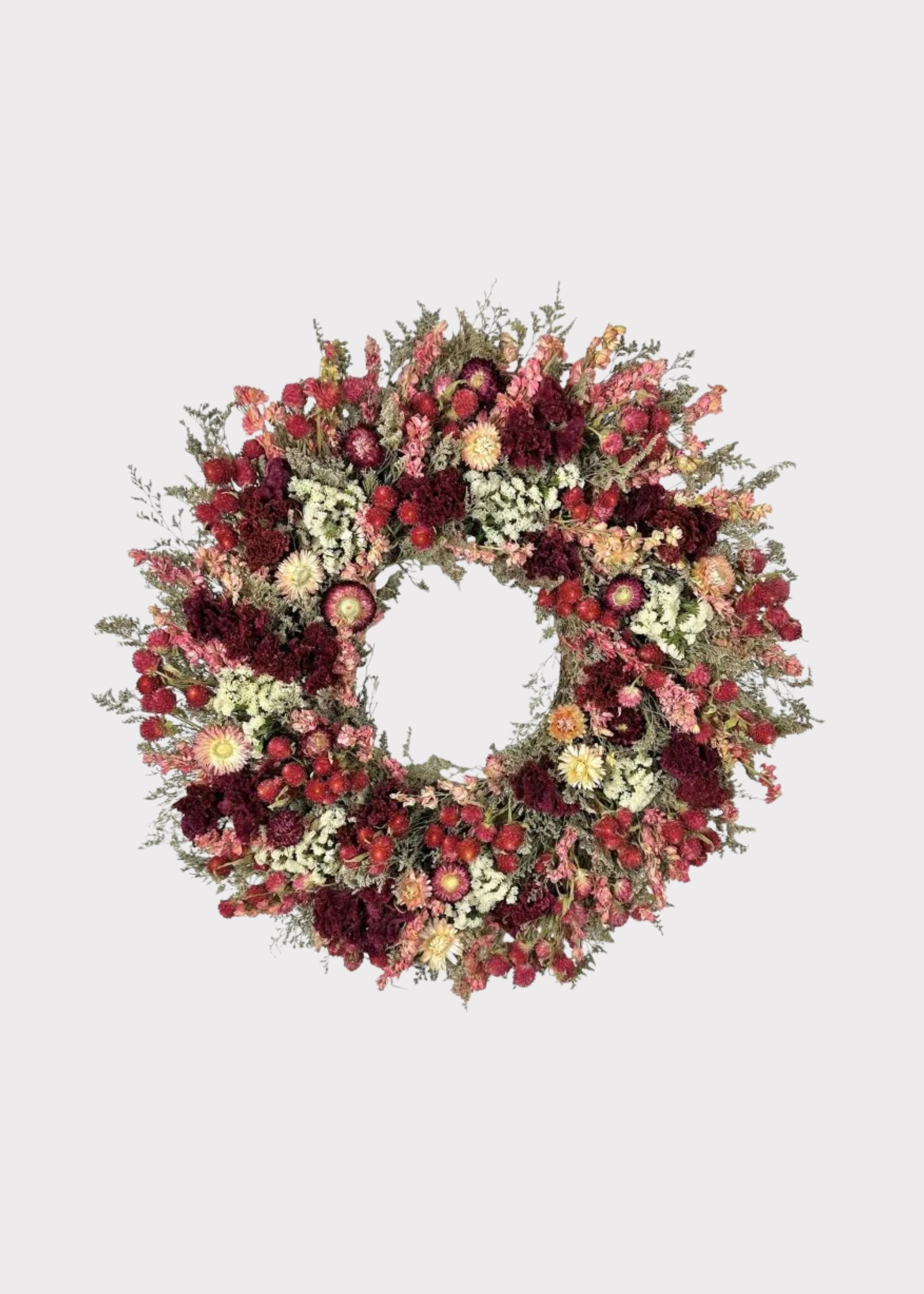 Pink and Red Mixed Dried Floral Wreath