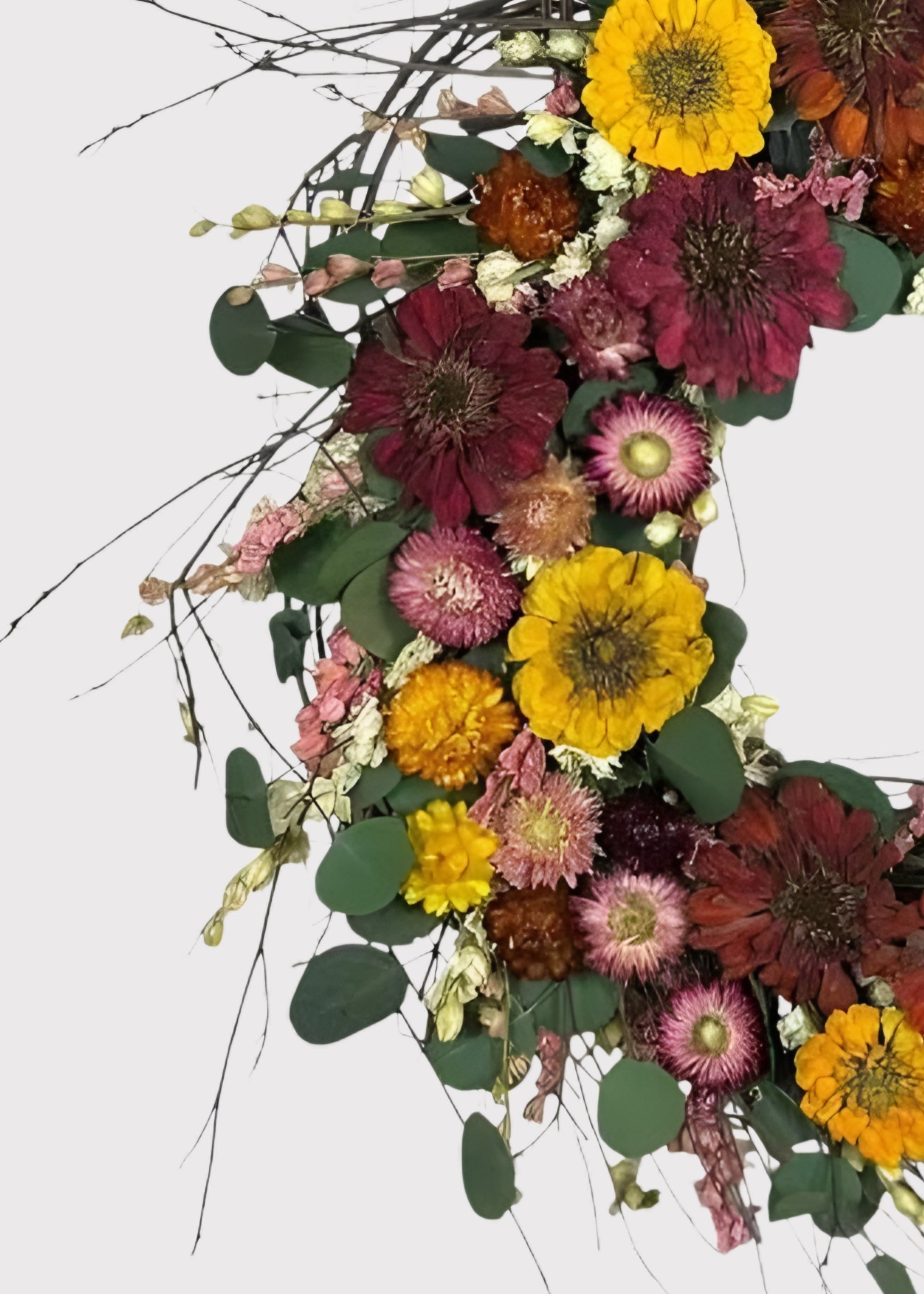 Pink Preserved Zinnia Wreath | Dried Flower Wreaths | Afloral