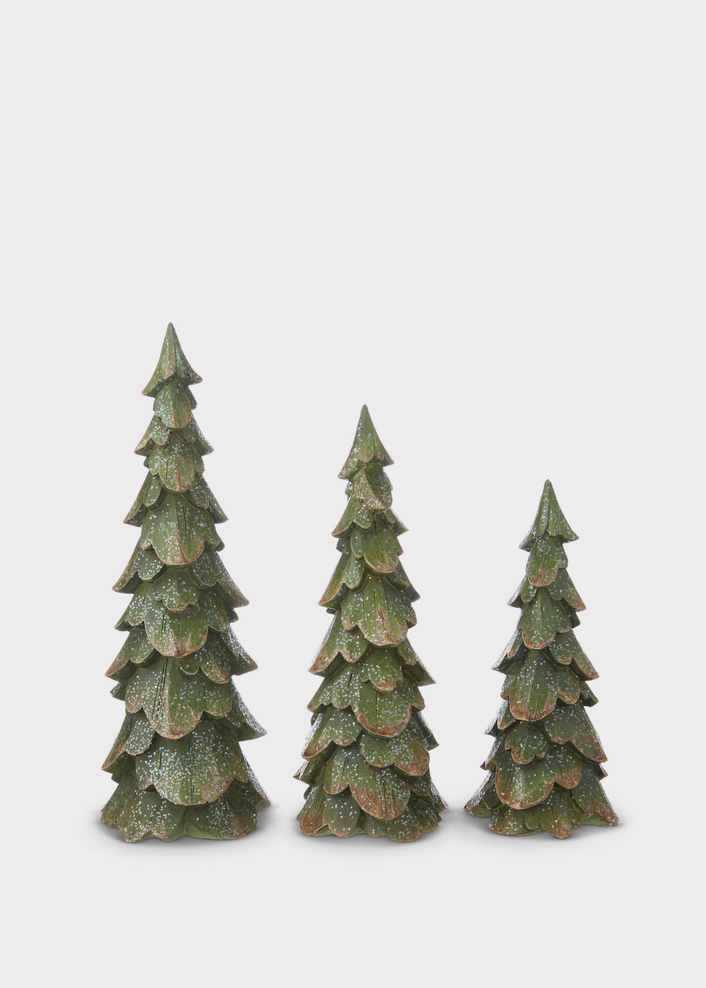 Set of 3 Green Faux Wood Mini Tabletop Christmas Trees