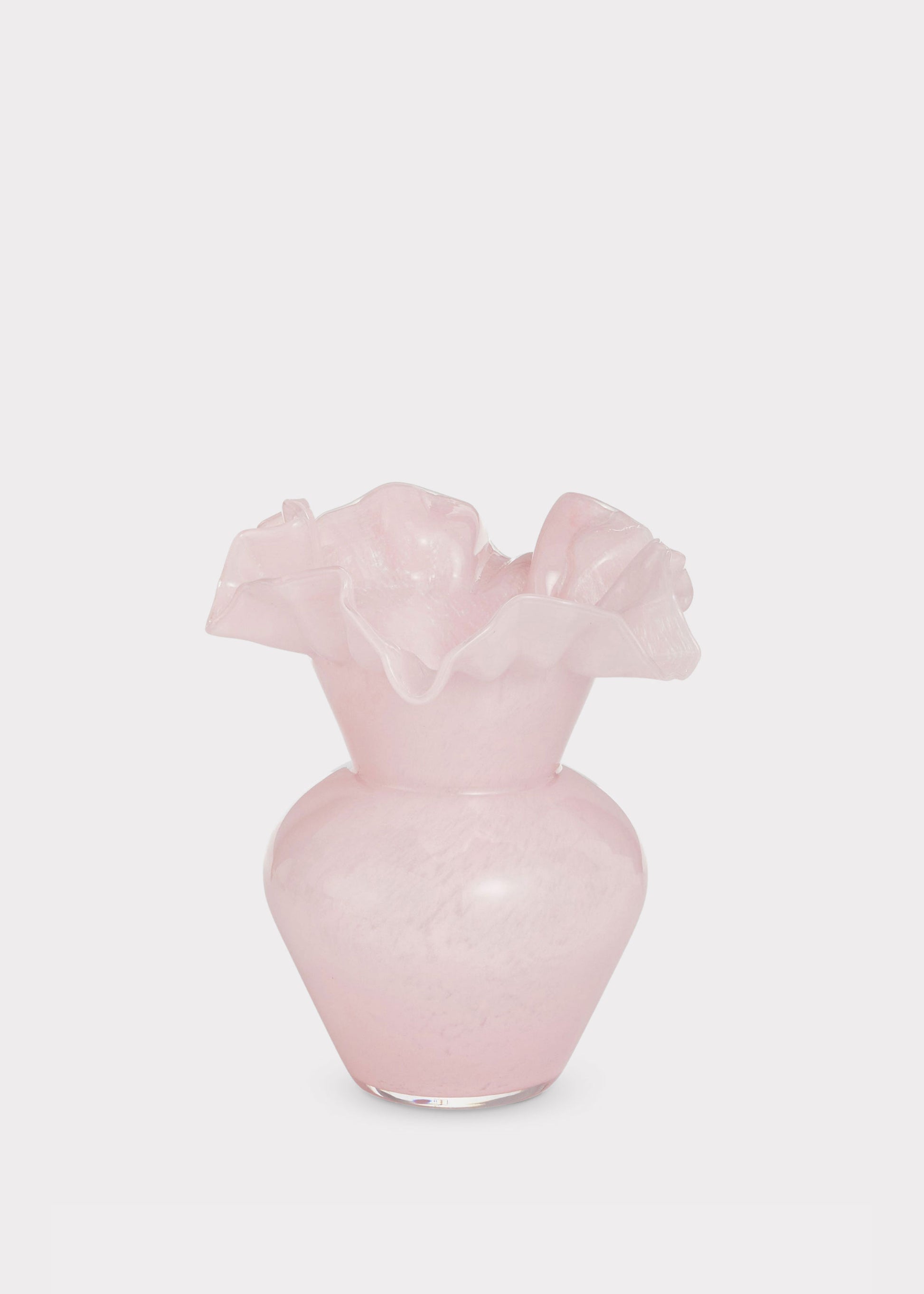 Pale Pink Glass Ruffle Vase