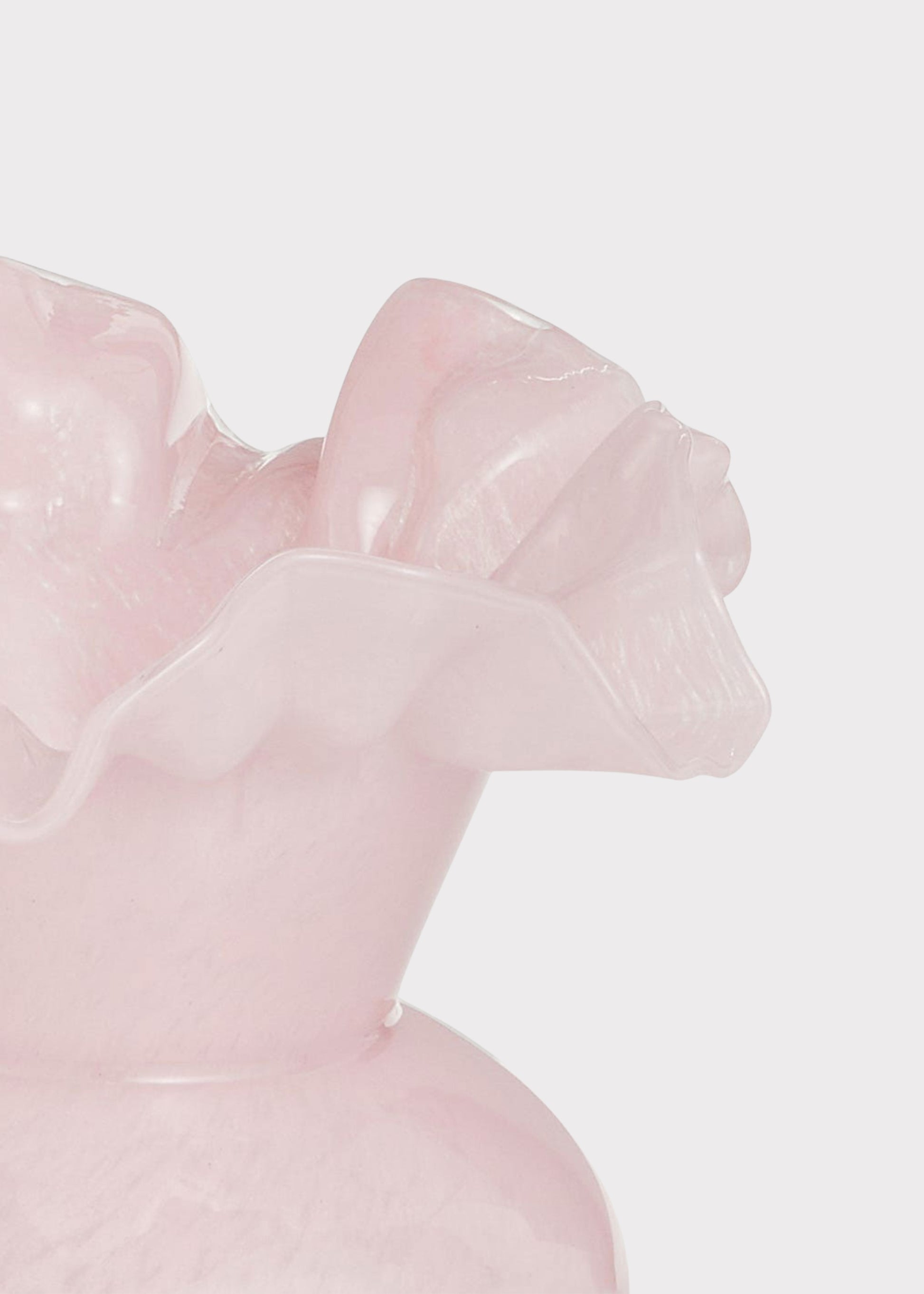 Close-up of Pale Pink Glass Ruffle Vase