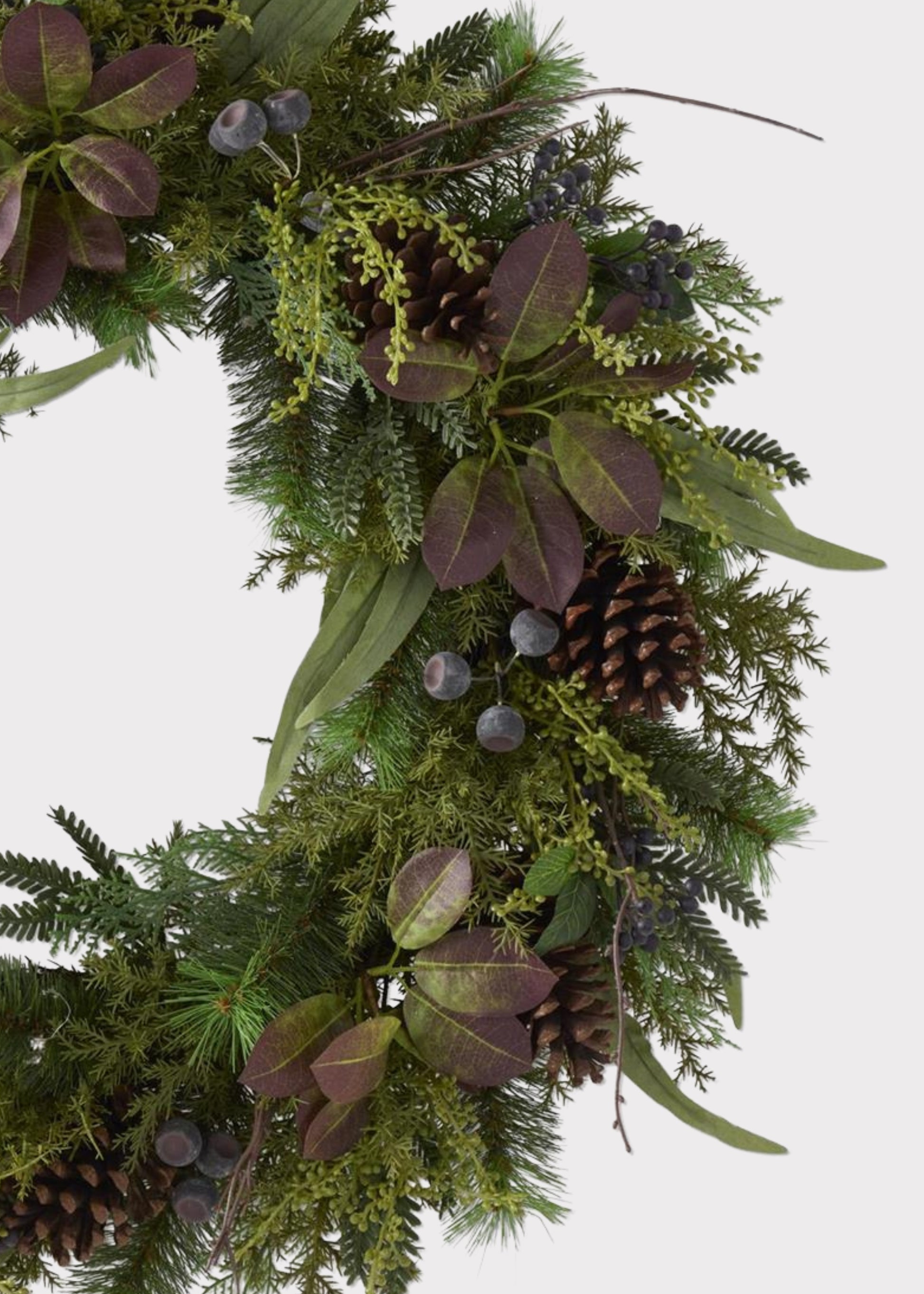 Close-up of Mulberry Leaf and Pine Wreath