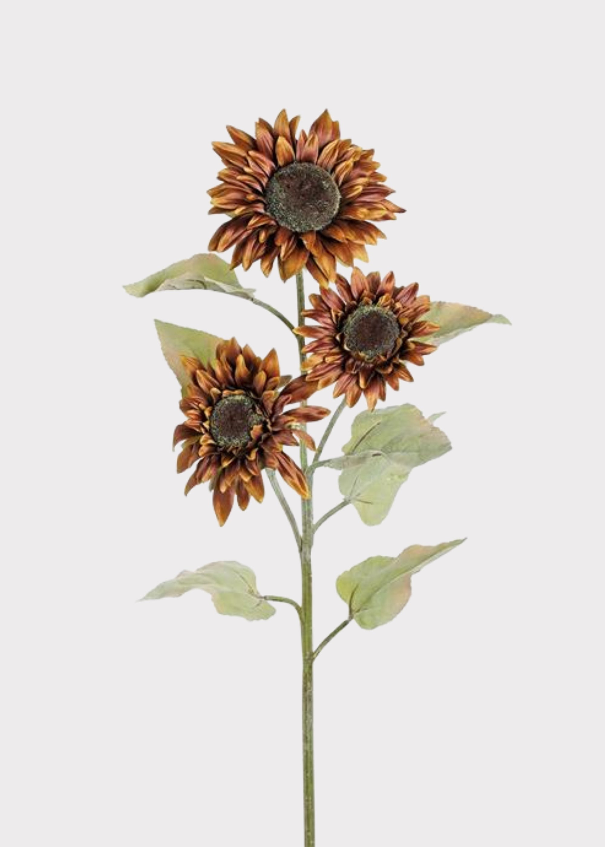 Fake Fall Sunflower Stem in Rust Brown - 34