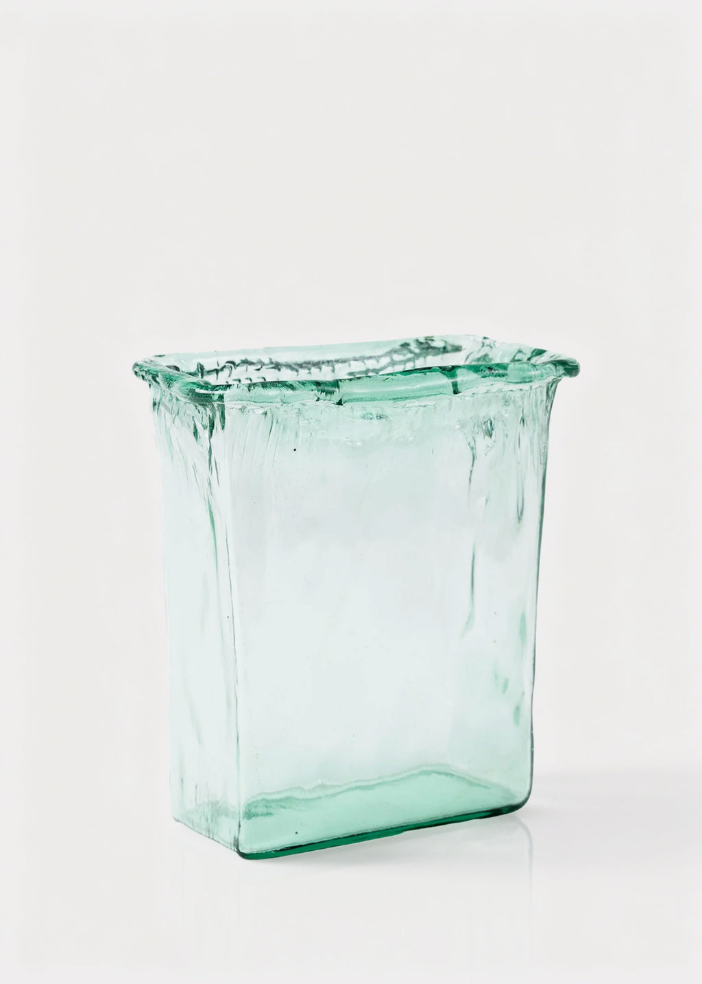 Tall Rectangle Recycled Glass Vase in Green
