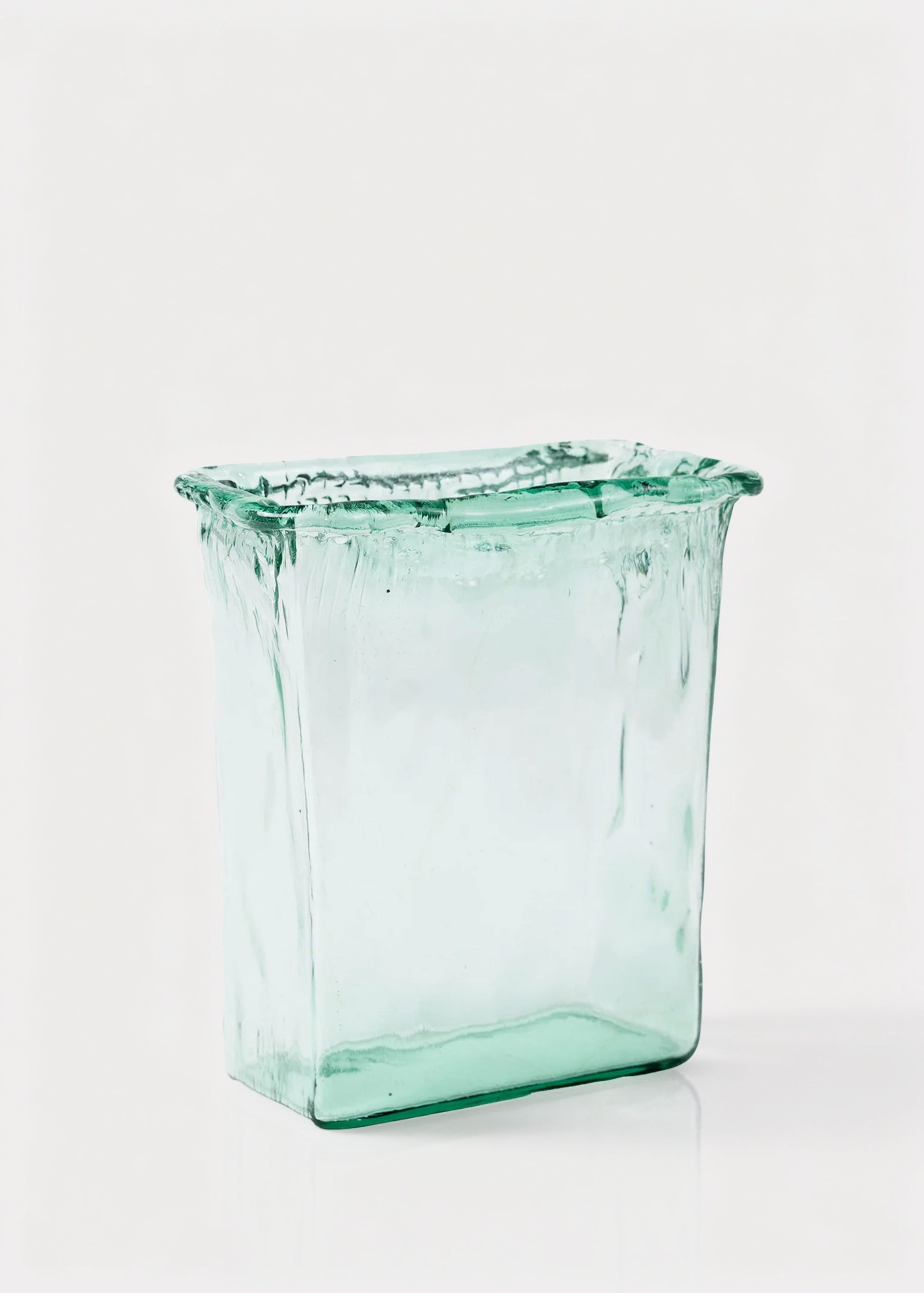 Tall Rectangle Recycled Glass Vase in Green