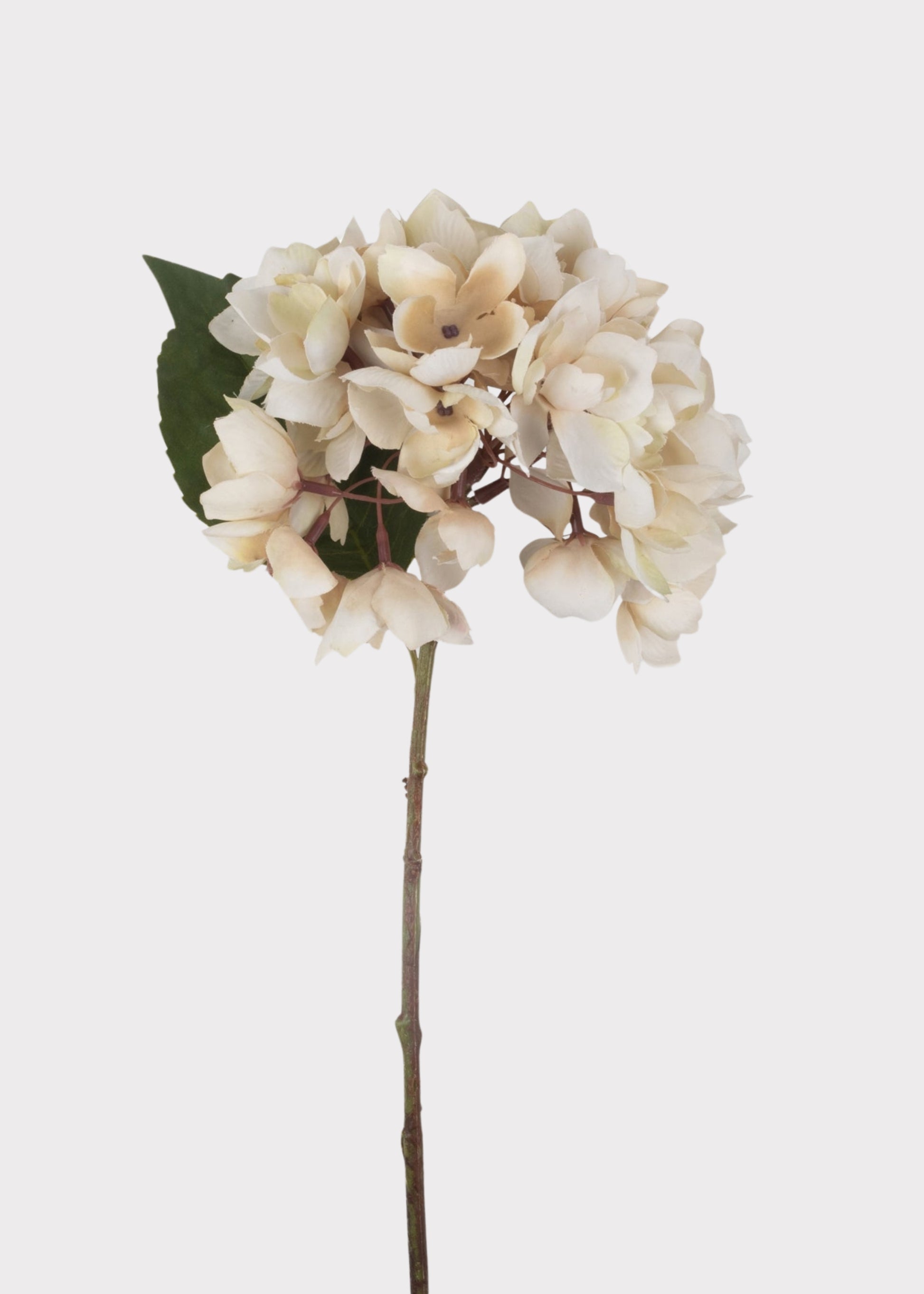 Artificial hydrangea stem with beige flowers 