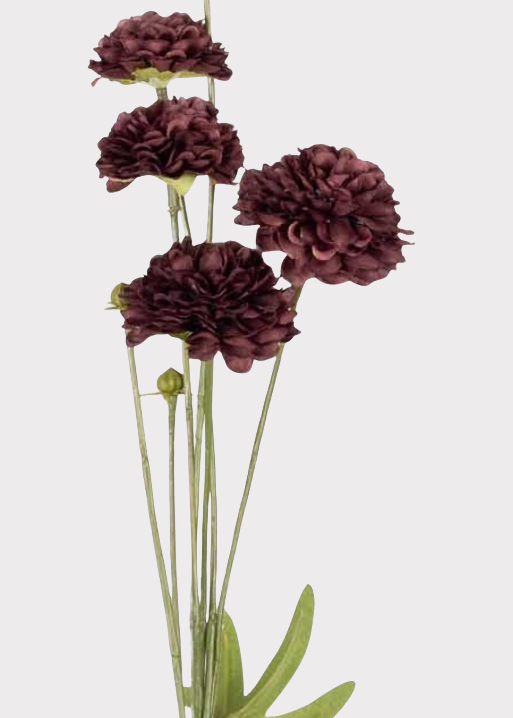 Close-up of deep purple faux clove flower spray