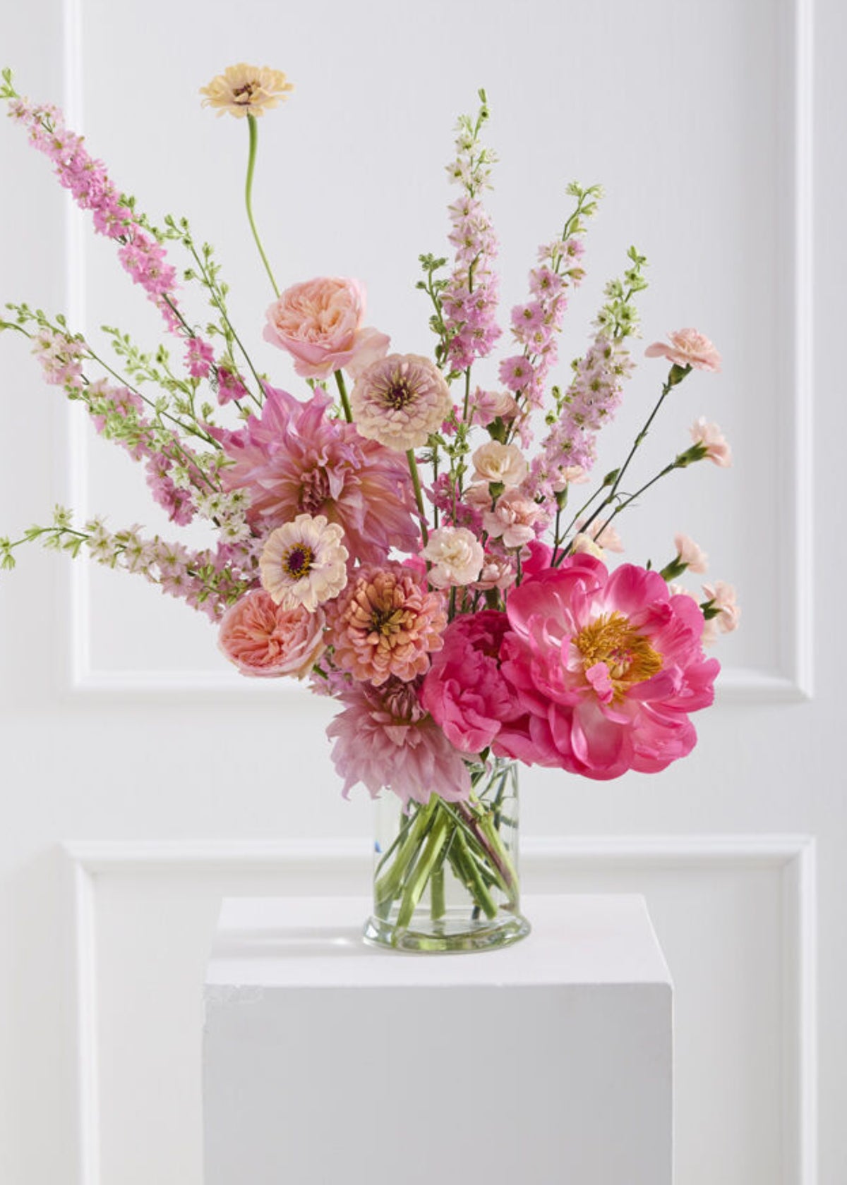 Clear Glass Vase with Flowers Arranged in it