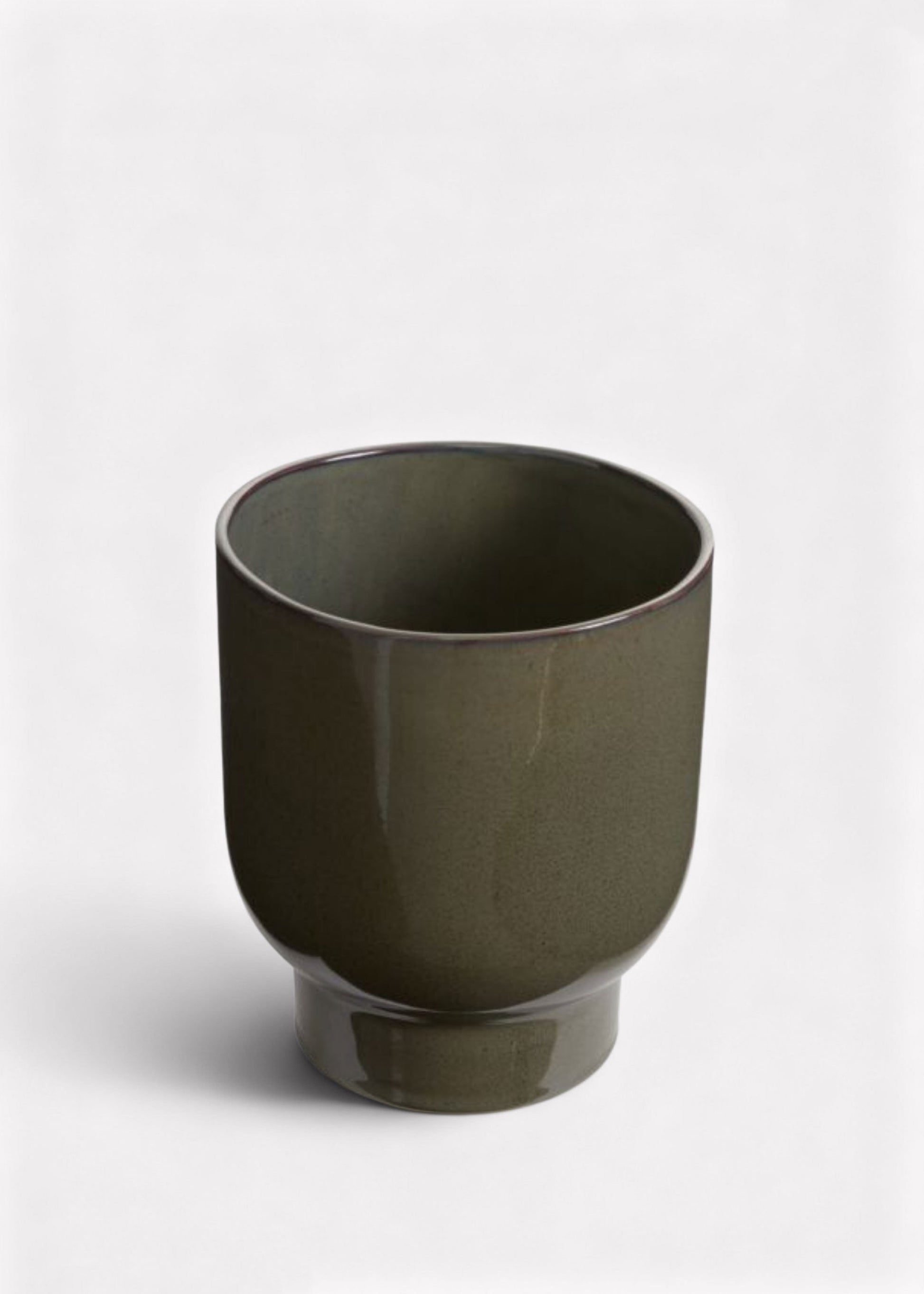 olive green plant pot Fischer Pot 7" x 8" Pot / Green