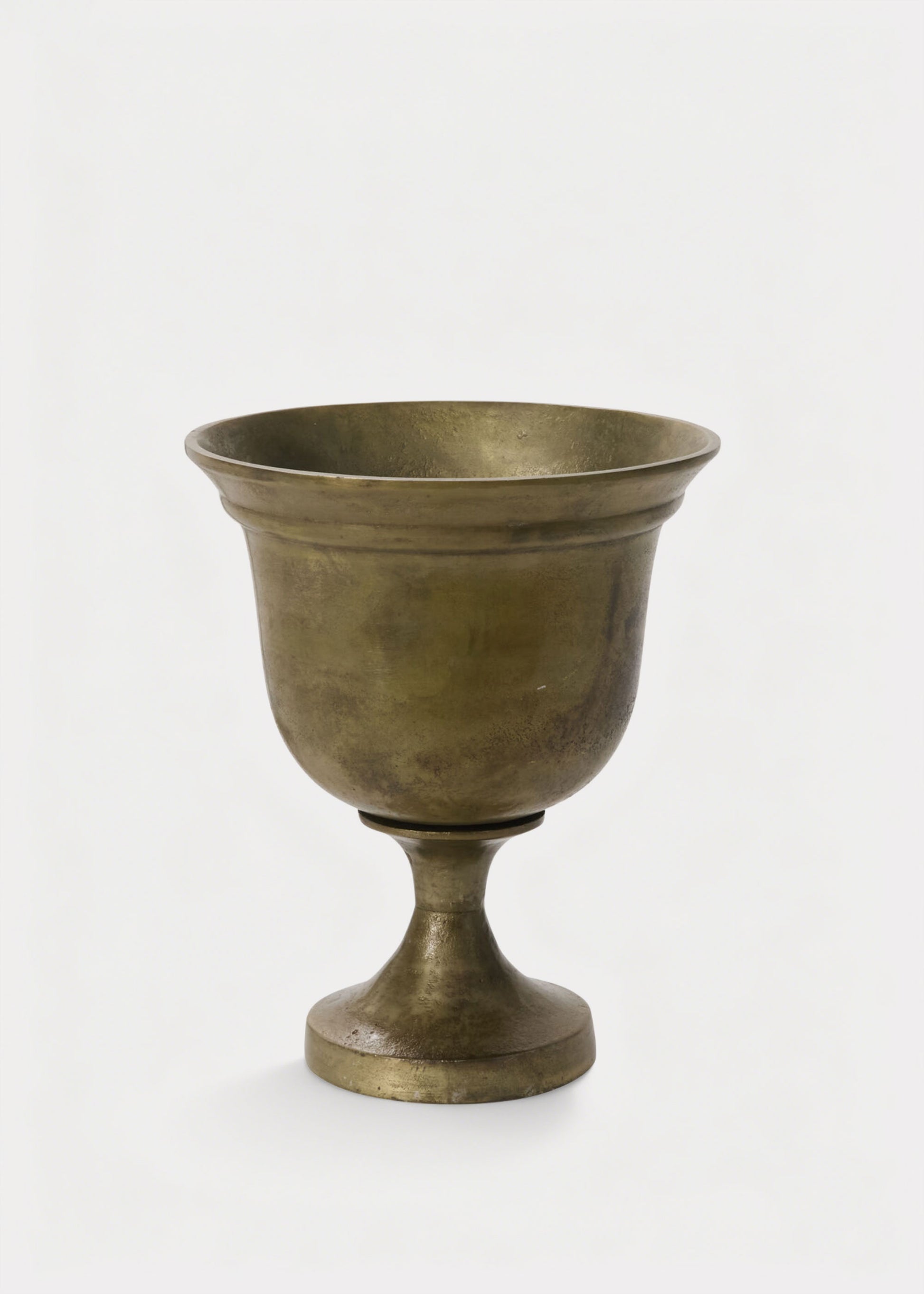 Large Aluminum Metal Hullen Urn Vase in Bronze