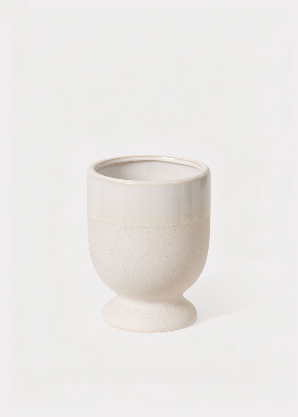 Footed Ceramic Laney Vase in Speckled White