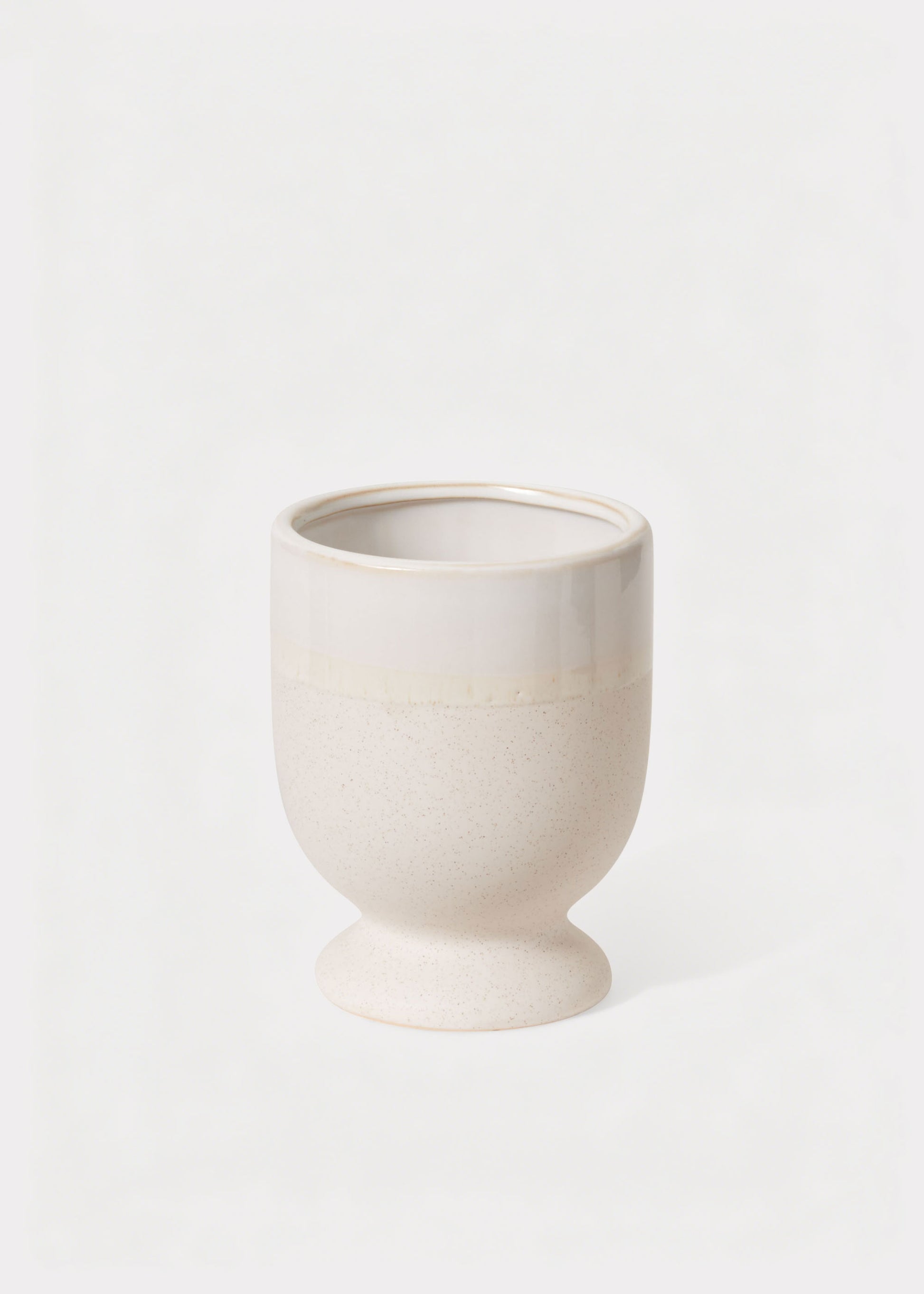 Footed Ceramic Laney Vase in Speckled White