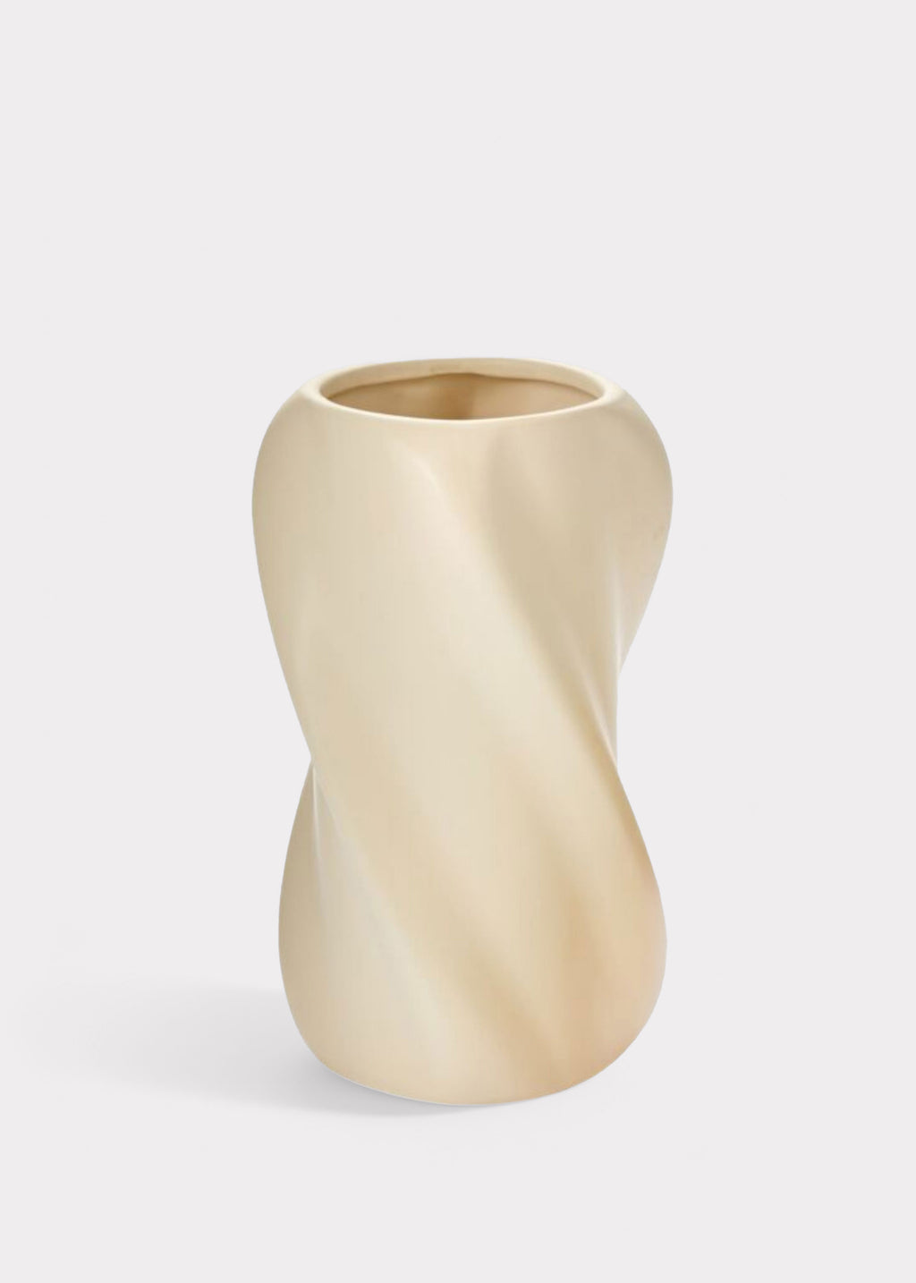 Warm Cream White Ceramic Twist Florian Vase