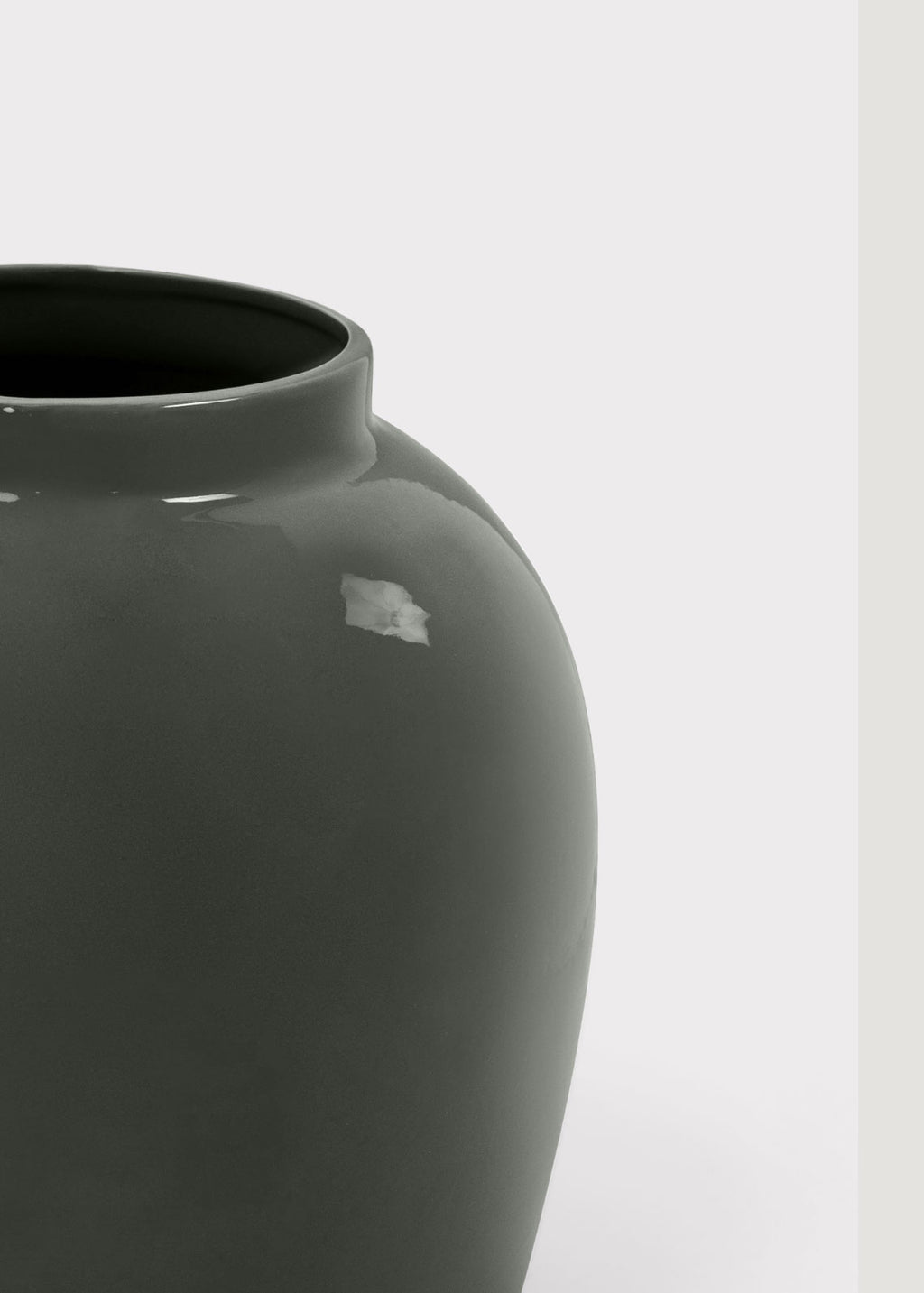 Afloral™ Ceramic Jar Vase in Glossy Smoked Taupe - 11"