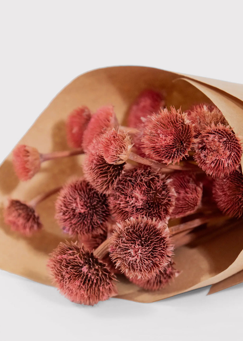 close-up of a dried pink flower bouquet