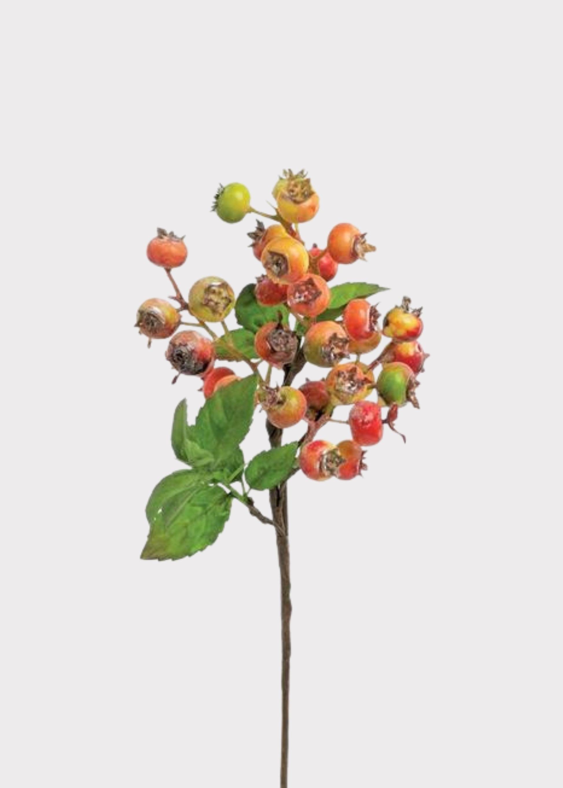 Pink and Green Artificial Rosehip Berry Pod Pick