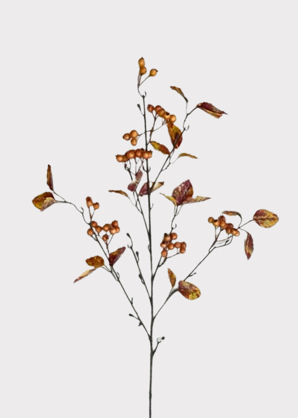 Artificial Rosehip Berry Pod and Leaf Branch