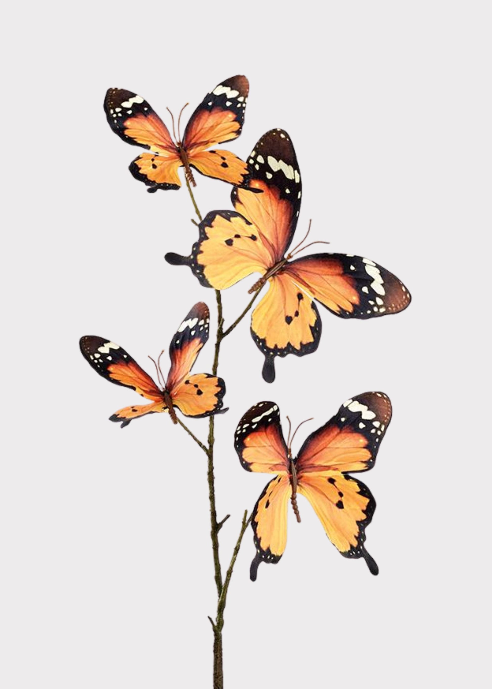 Artificial butterfly branch with orange and black butterflies