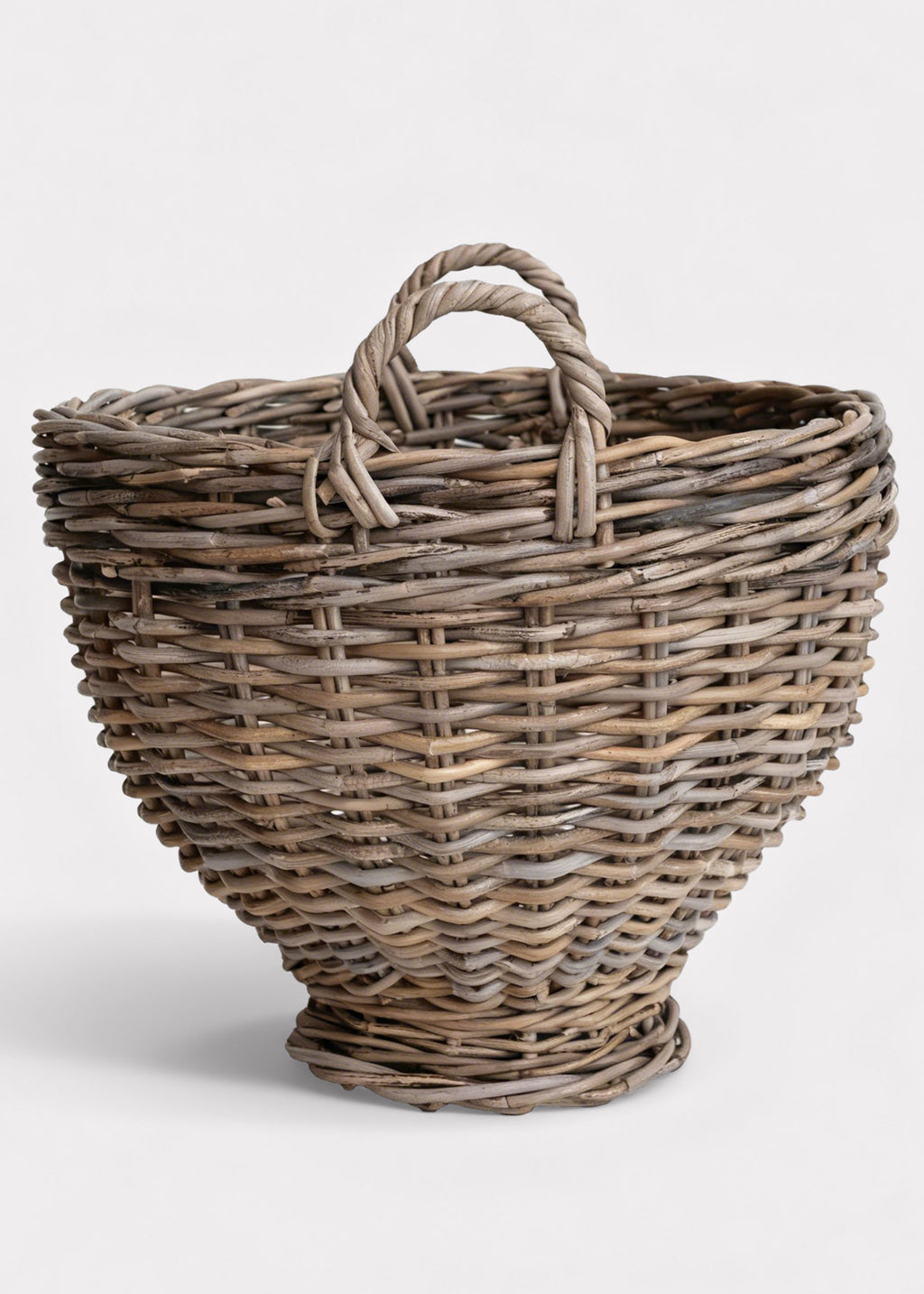 Side of the Handmade Rattan Basket Showing the Handles