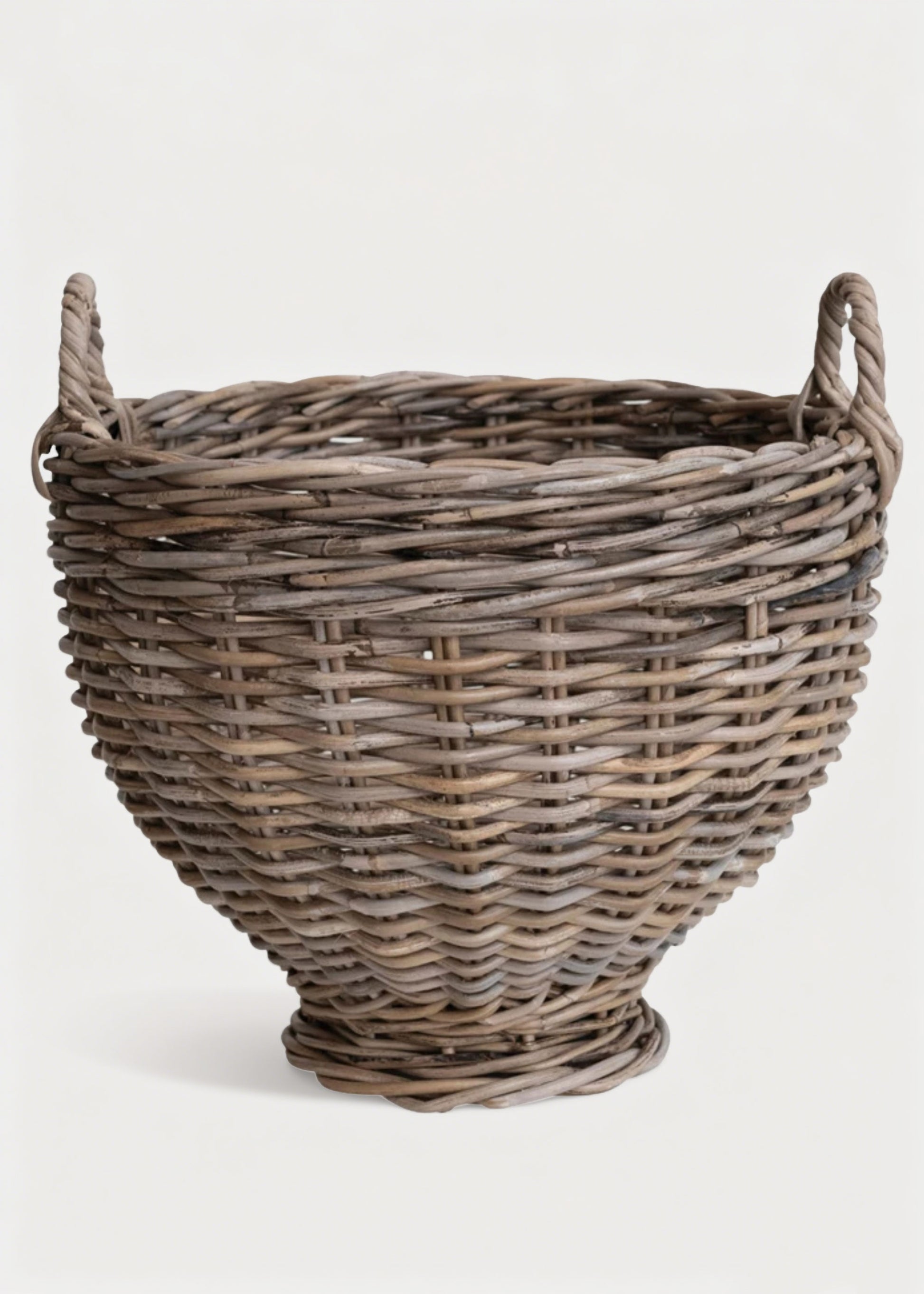 Handmade Rattan Footed Basket with Handles