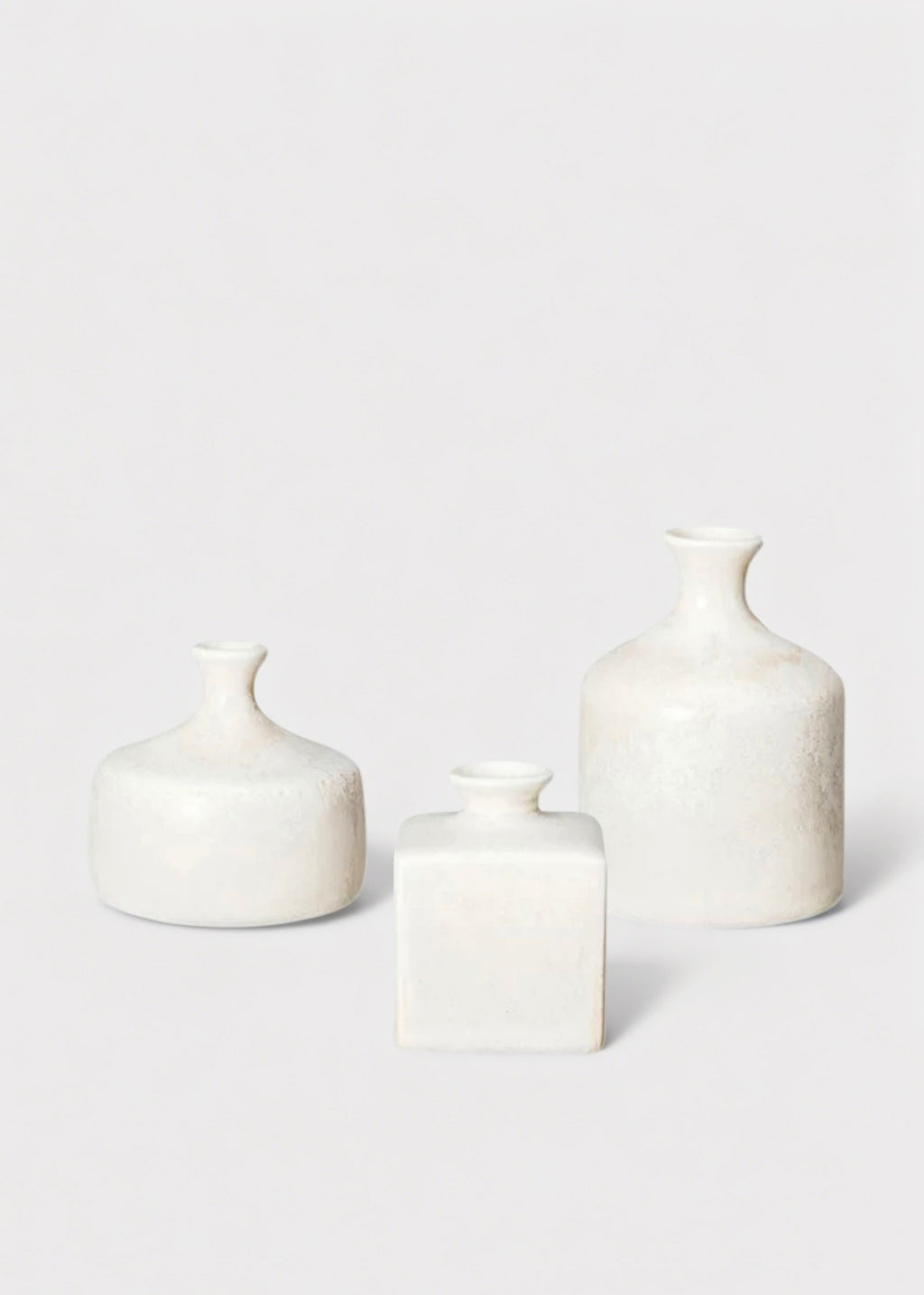  Clay Stoneware Bud Vases in Cream Glaze 