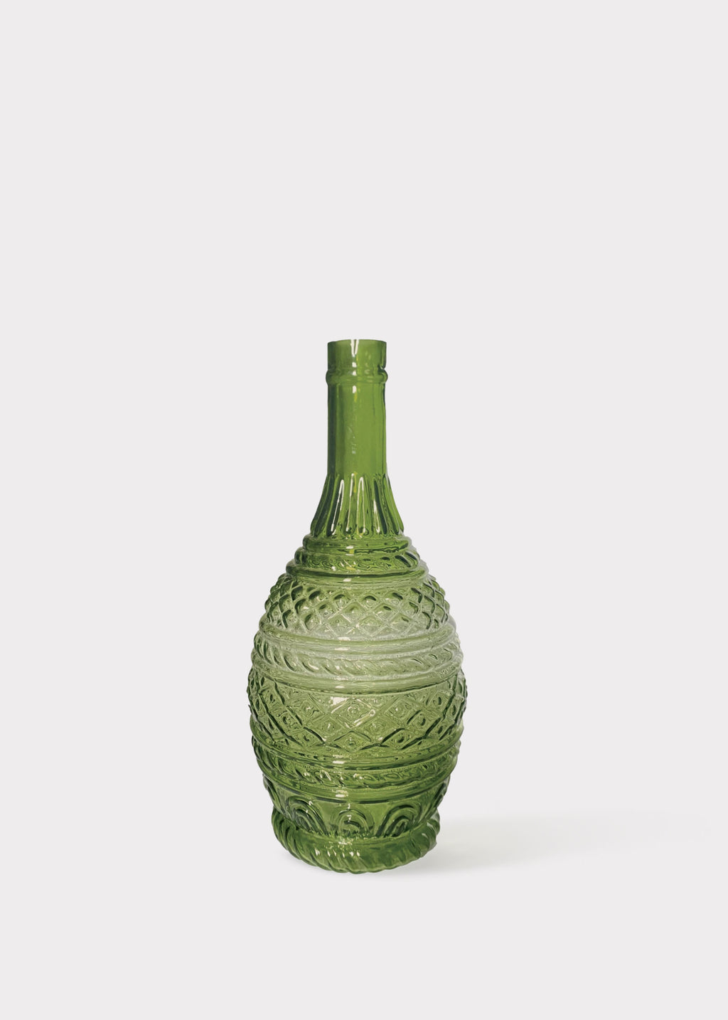Handmade Embossed Glass Vase in Green