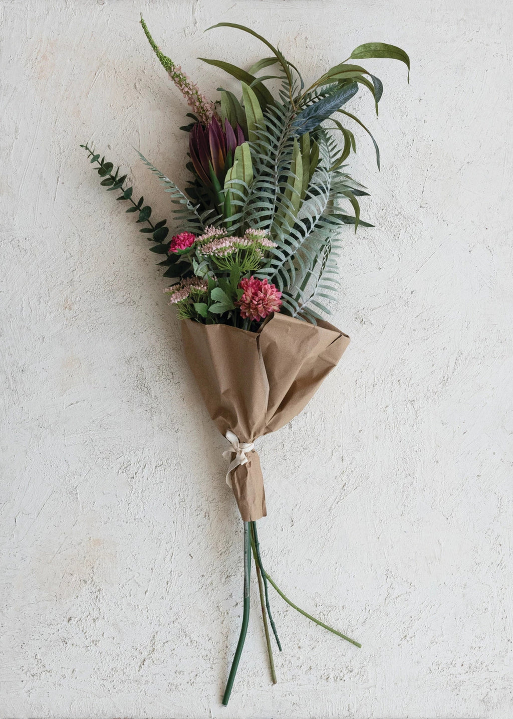 Large Artificial Flower Bouquet of Purple Protea and Eucalyptus