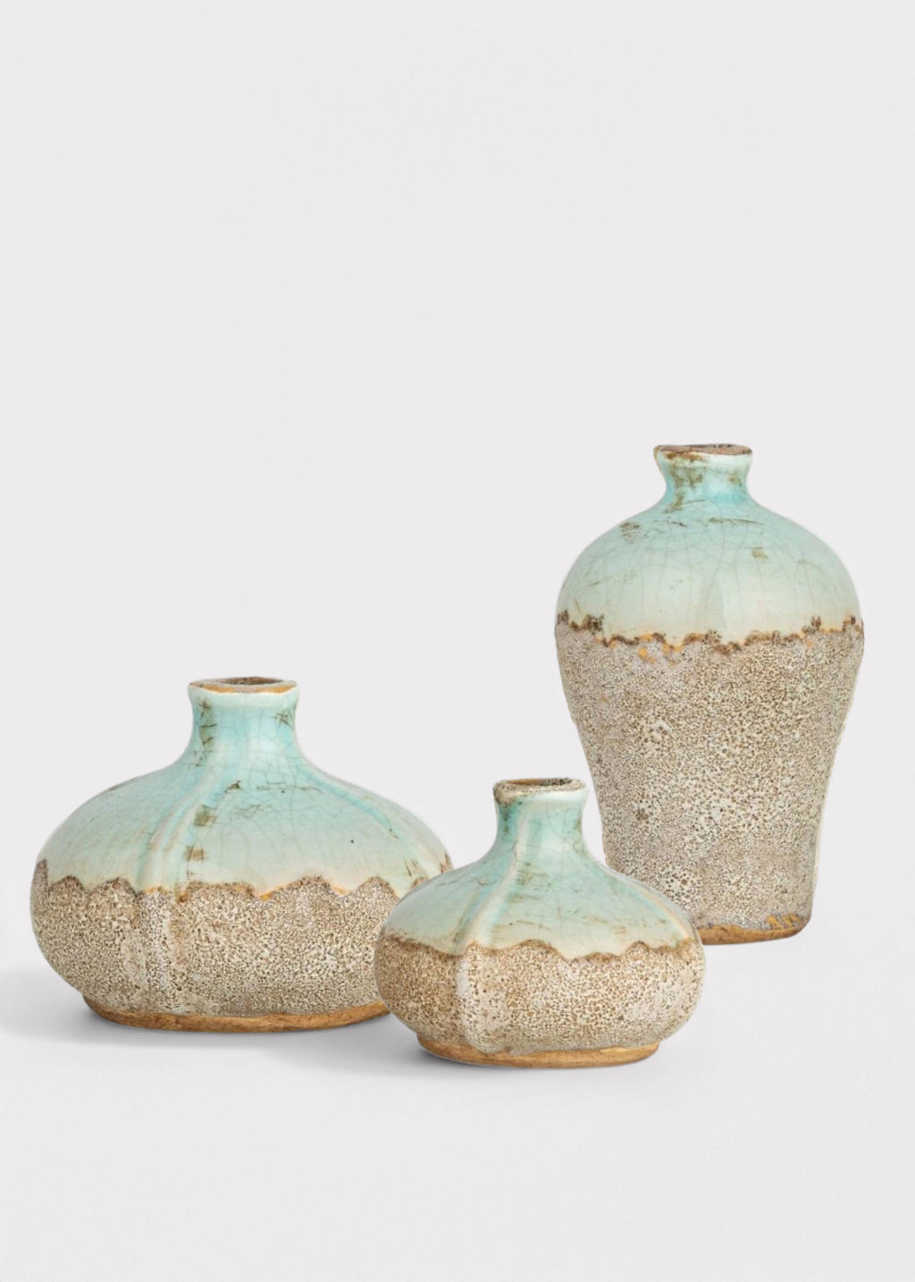 Three Terra Cotta Distressed Bud Vases
