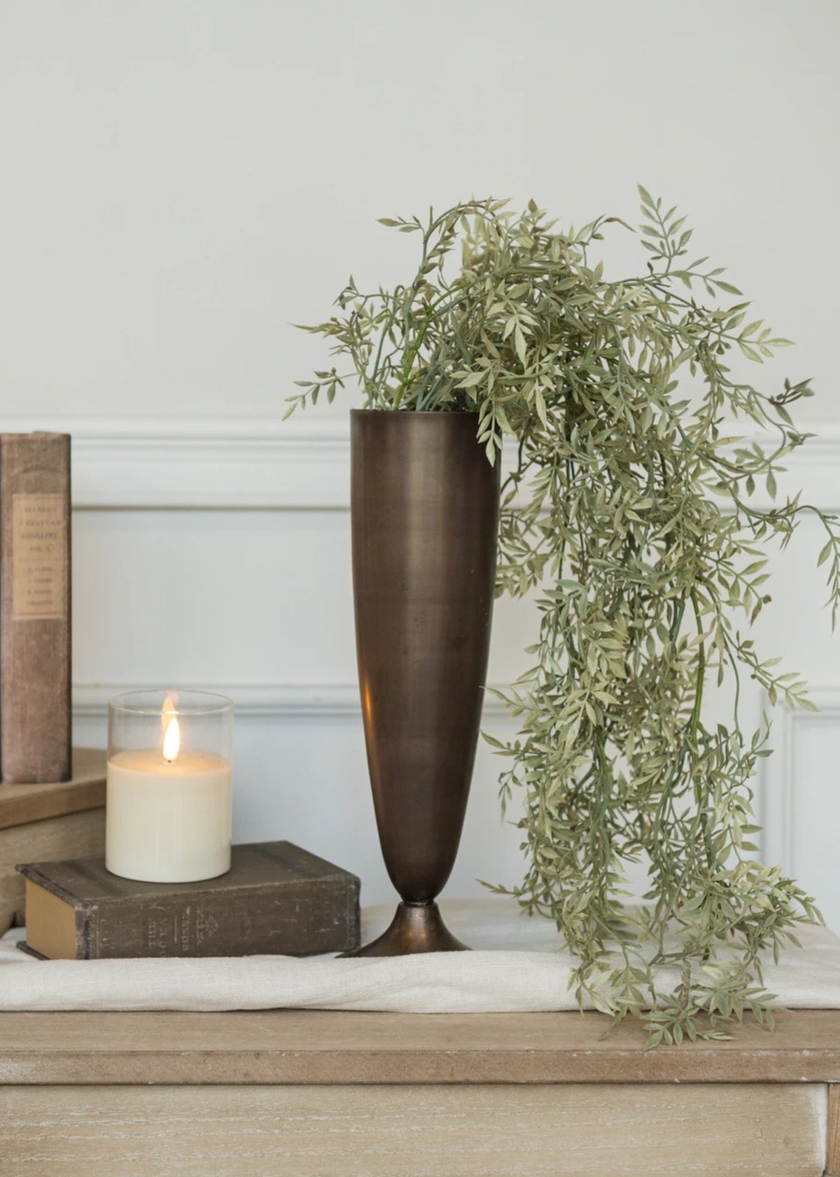 Tall Metal Vase in Bronze