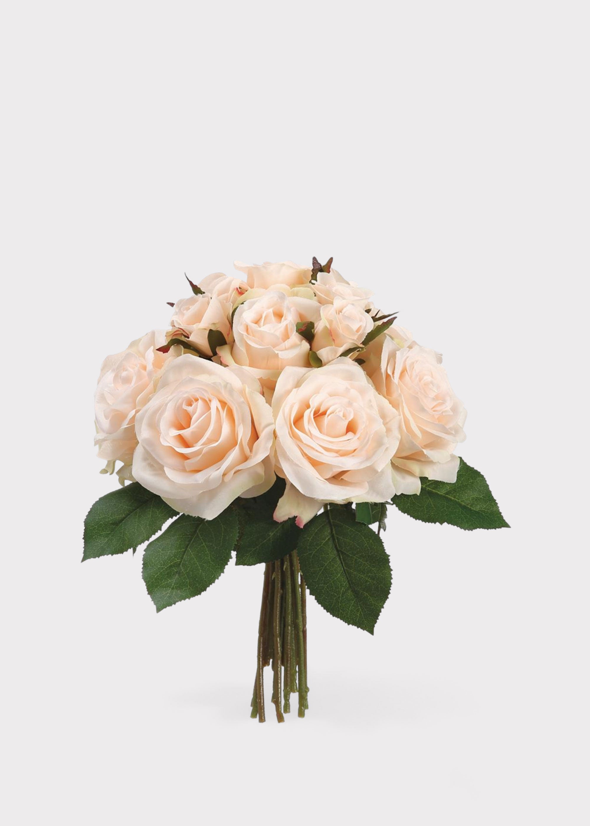 Peach Cream Artificial Rose Flower Bouquet - 11.5