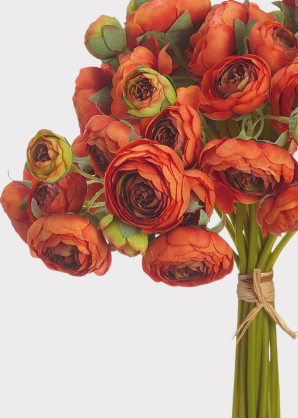 Close-up of the Artificial Ranunculus Flower Bundle in Orange 