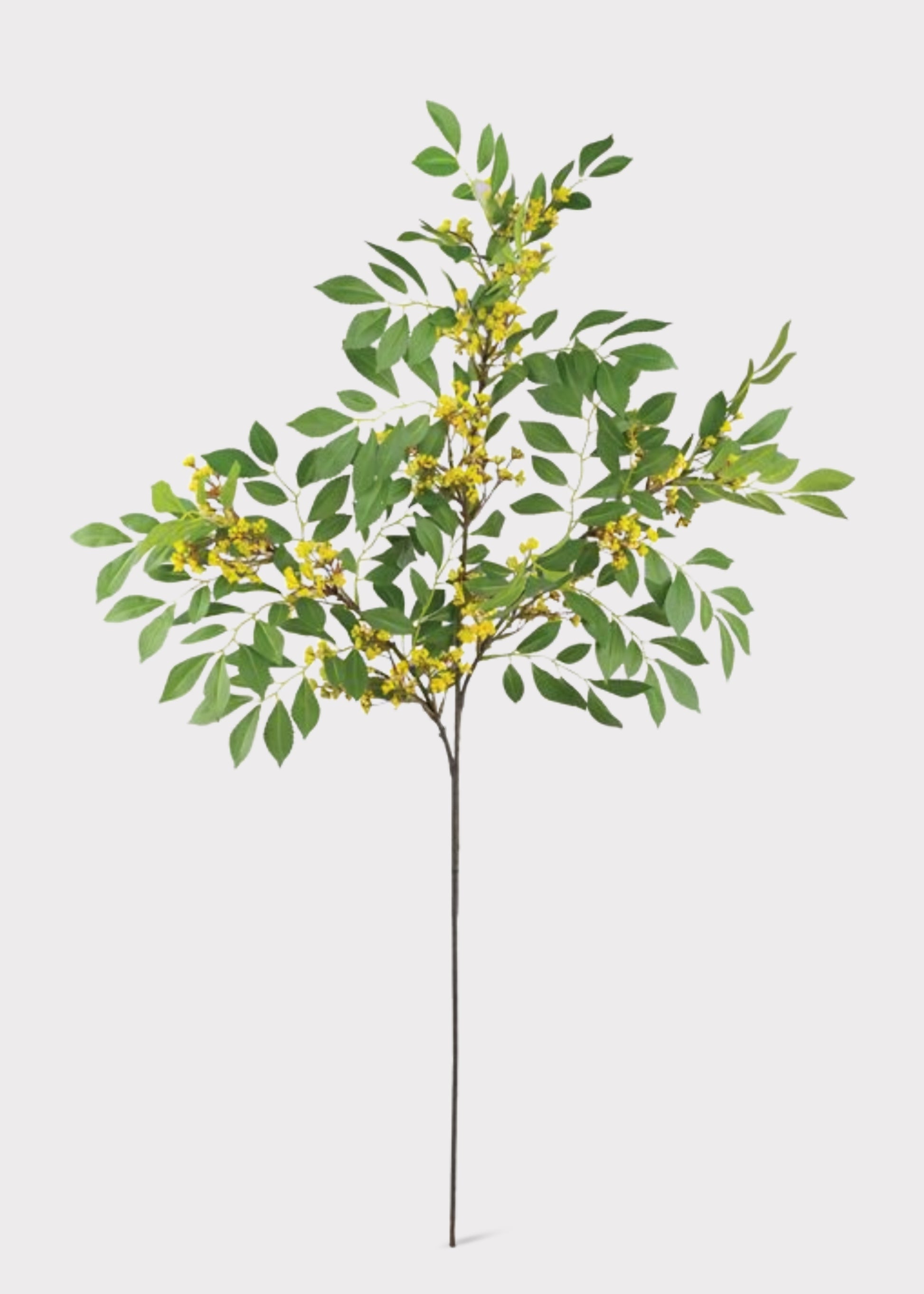 Fake Sumac Leaf Branch with Mini Yellow Flowers 