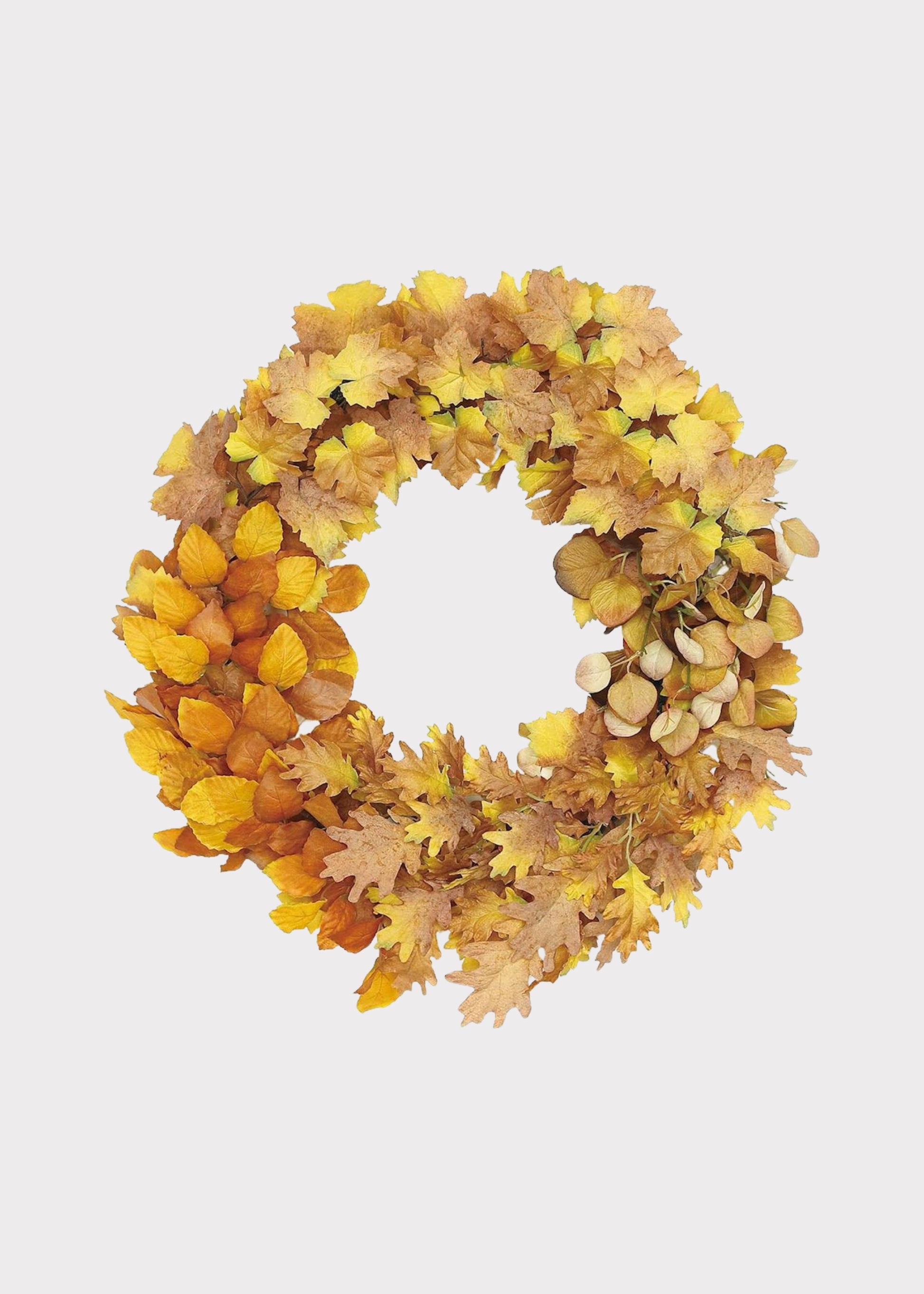 Fake Fall Oak Leaf Wreath in Warm Autumn Brown