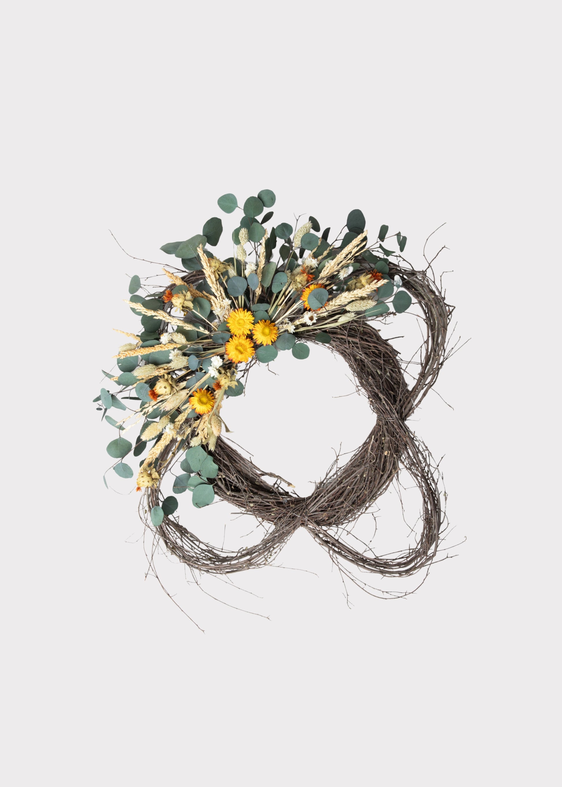 Green Dried Foliage and Orange Mixed Flower Wreath