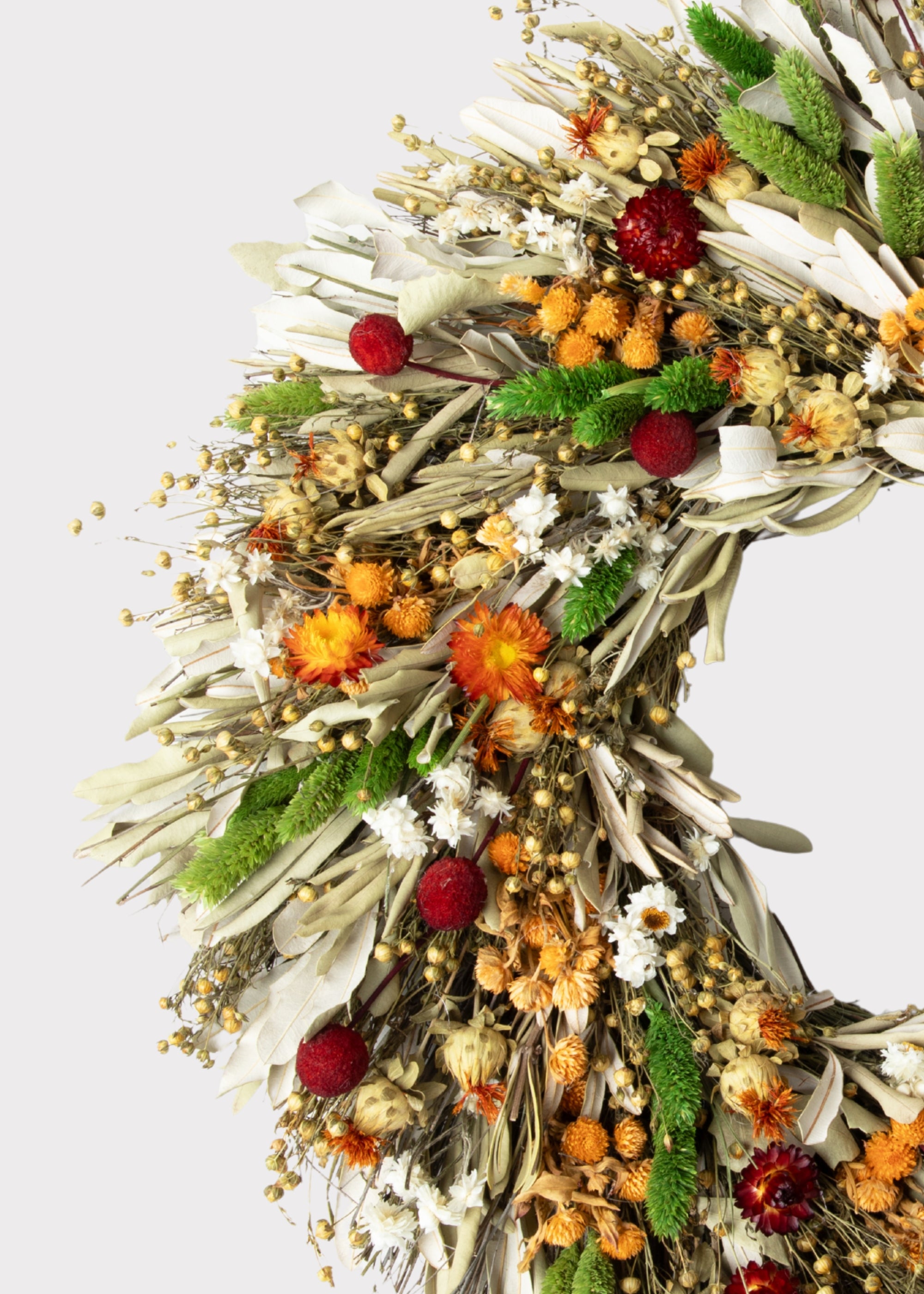 Orange and Green Dried Flower Wreath | Natural Door Wreaths at Afloral